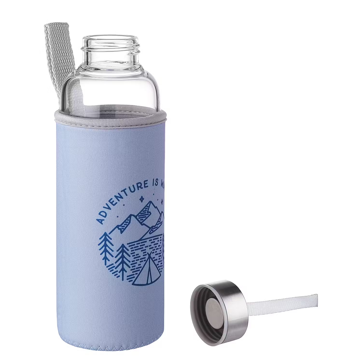 SMOOTHIE Trinkflasche Adventure - Borosilikatglas / Chloropren-Kautschuk - Blau