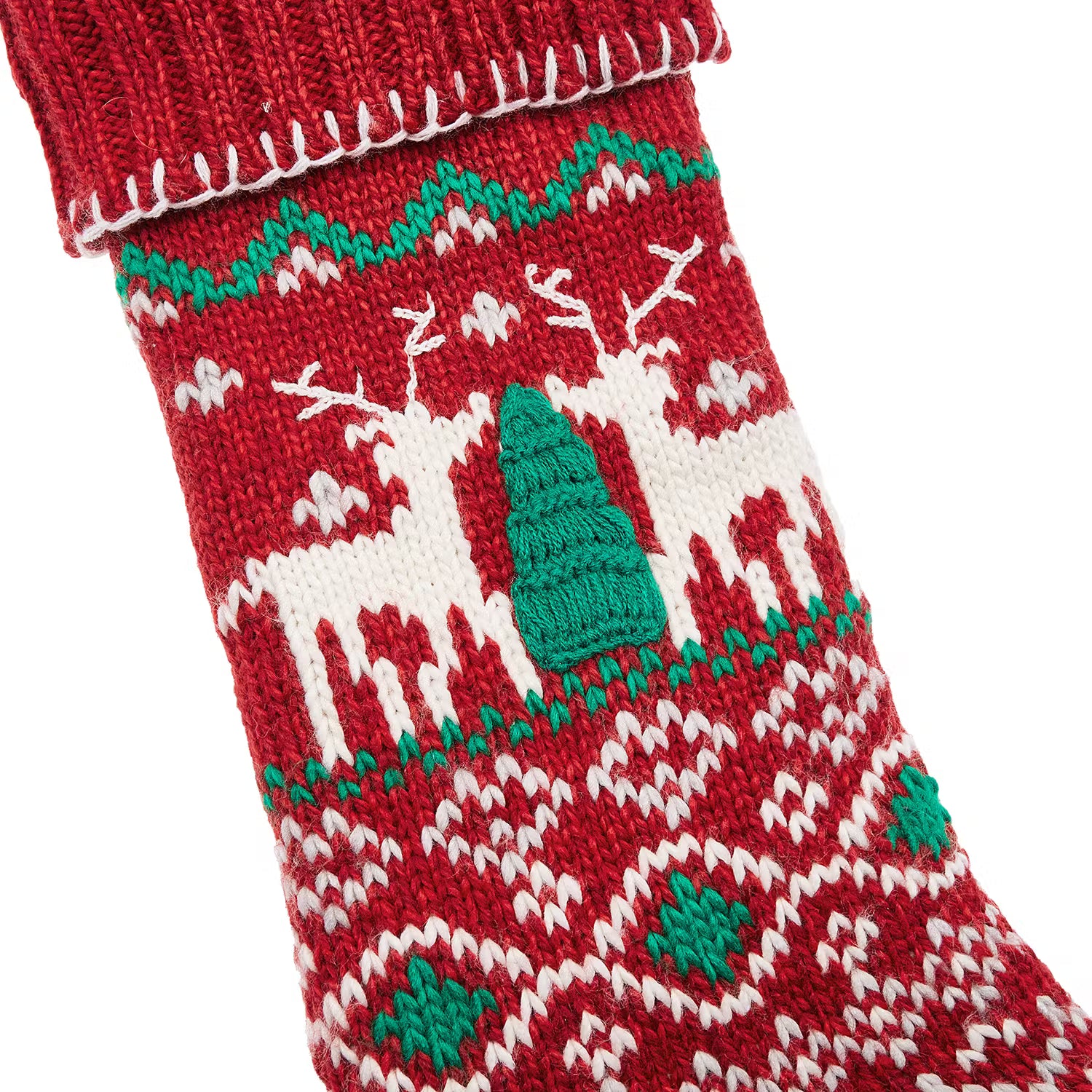 X-MAS Weihnachtsstrumpf Hirsche - Acryl / Polyester - Rot