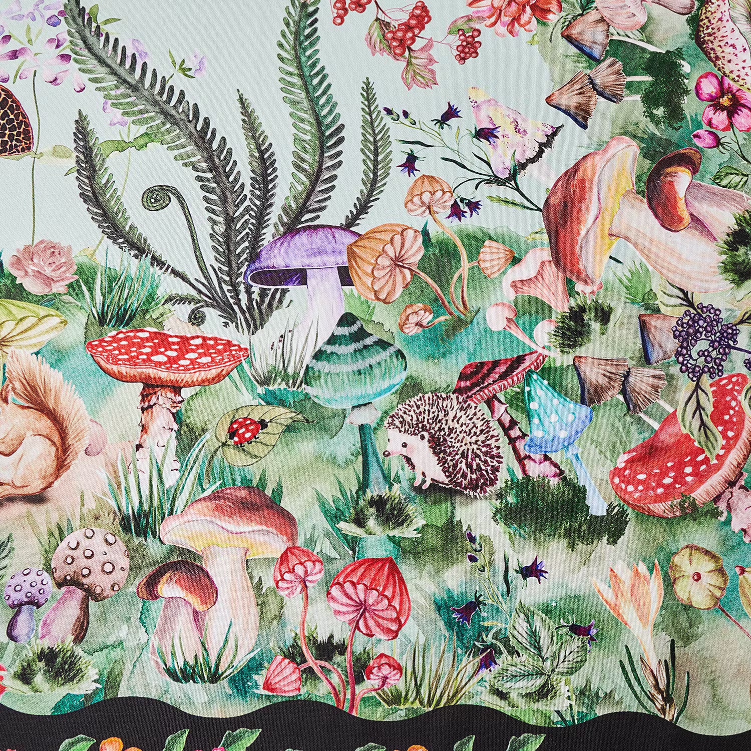 Tischdecke FUNGIS AND FLOWERS - Baumwolle - Bunt - 160 x 160 cm