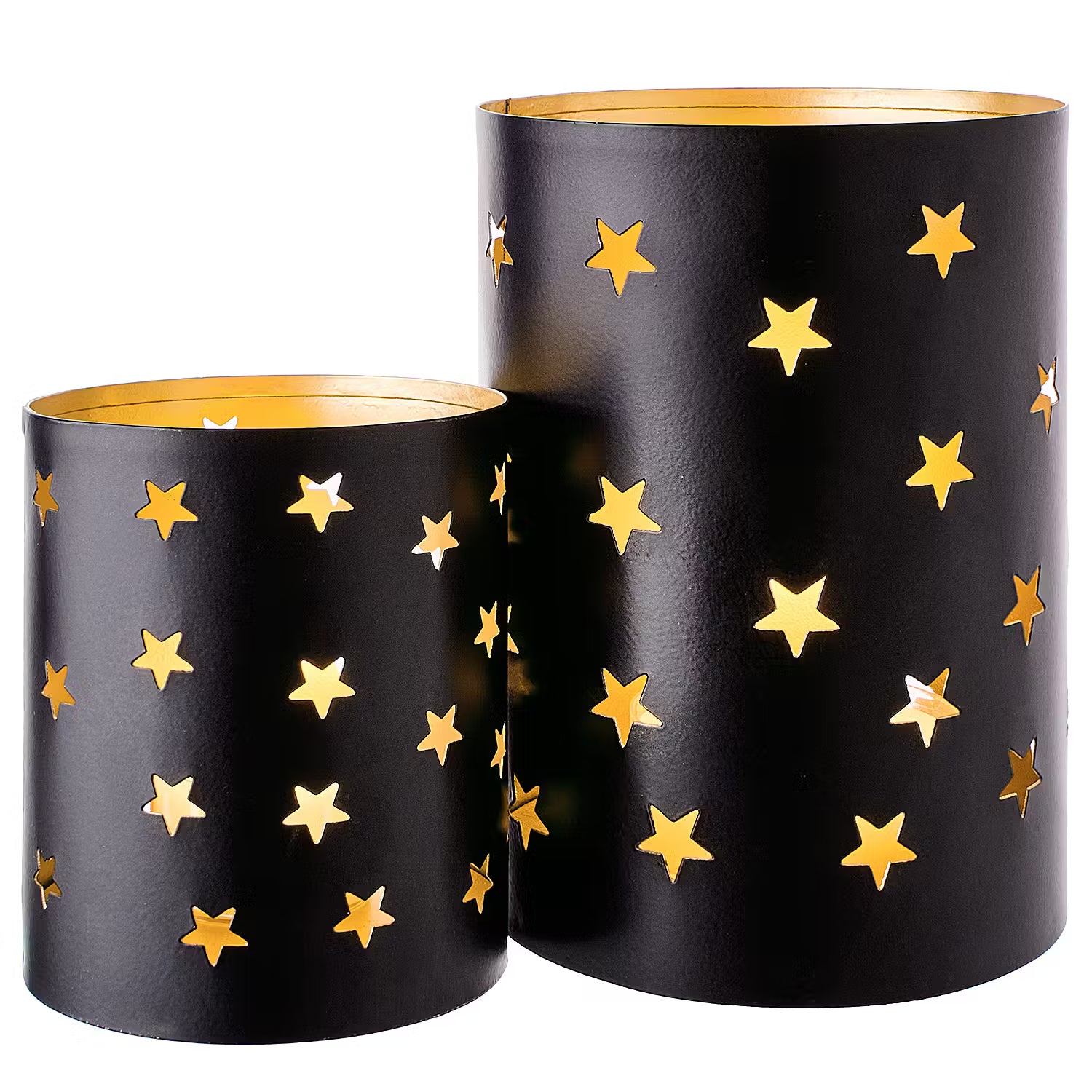 LUMINOUS Windlicht Sterne - Eisen - Schwarz - Höhe: 10 cm