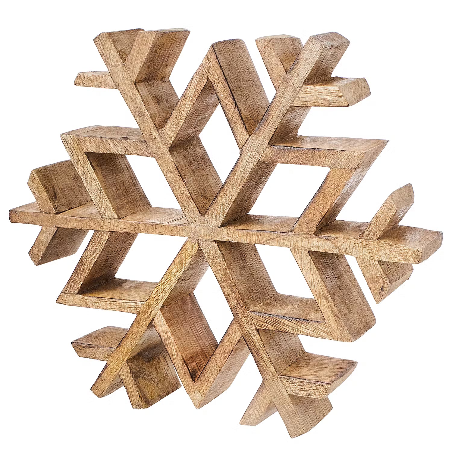 SNOWFLAKE Deko-Schneeflocke - Mangoholz - Braun - Durchmesser: 20 cm