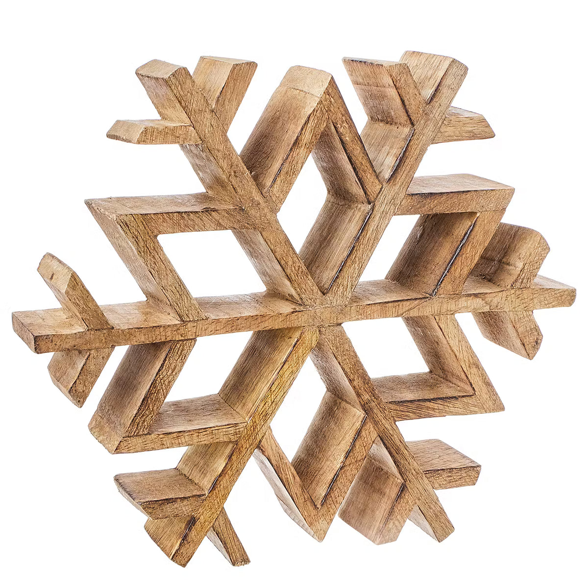 SNOWFLAKE Deko-Schneeflocke - Mangoholz - Braun - Durchmesser: 20 cm