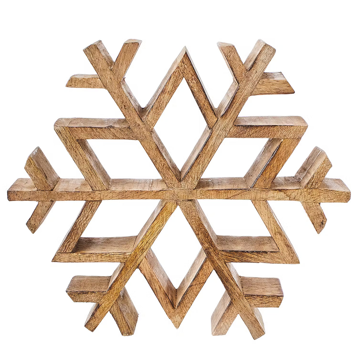 SNOWFLAKE Deko-Schneeflocke - Mangoholz - Braun - Durchmesser: 20 cm