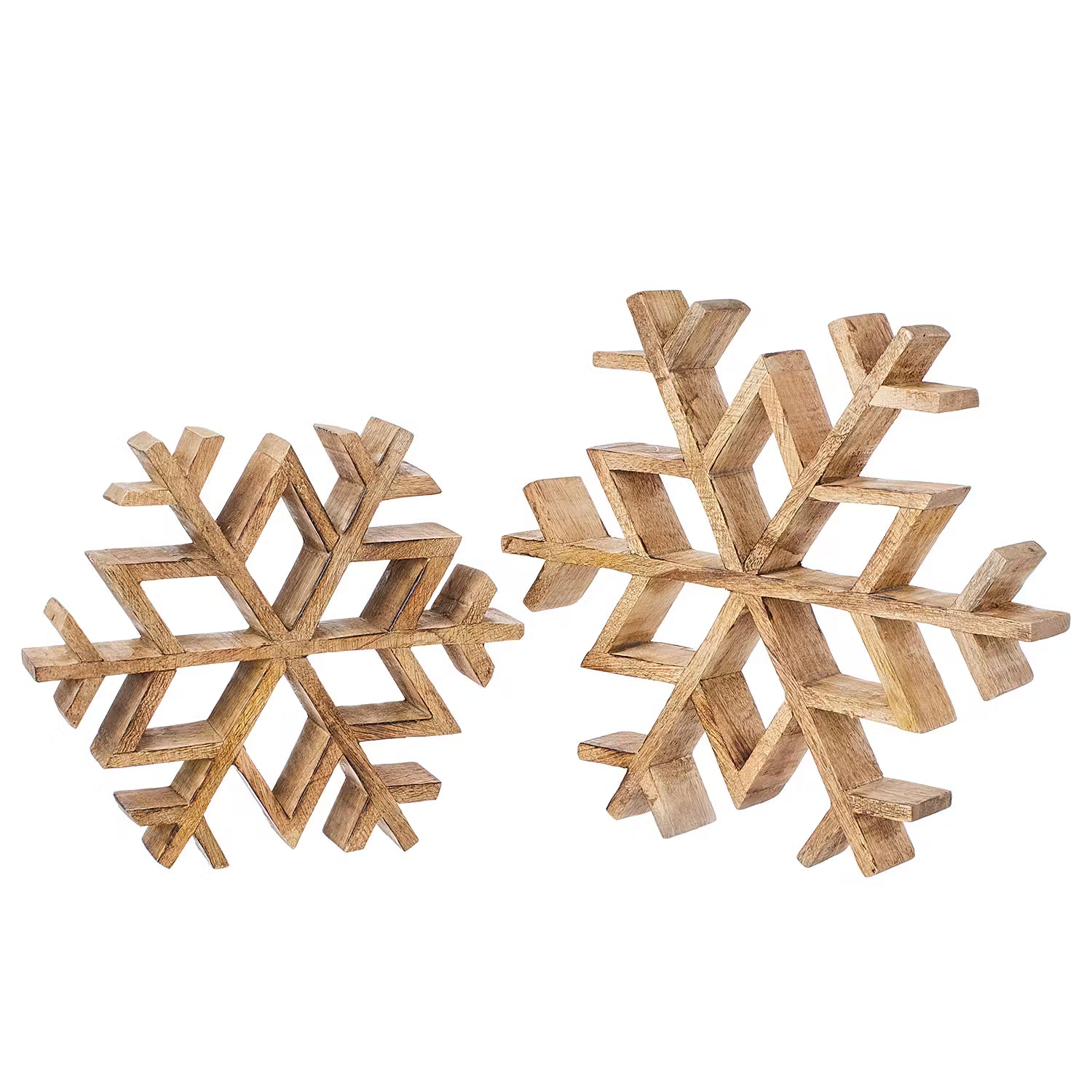 SNOWFLAKE Deko-Schneeflocke - Mangoholz - Braun - Durchmesser: 20 cm