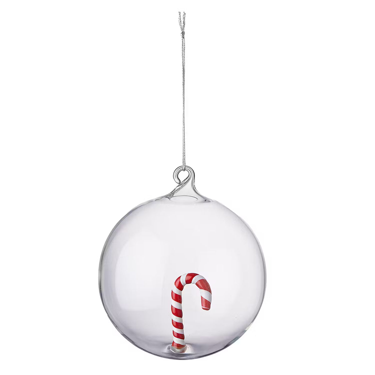 Weihnachtskugel HANG ON Candy Cane - Glas - Transparent