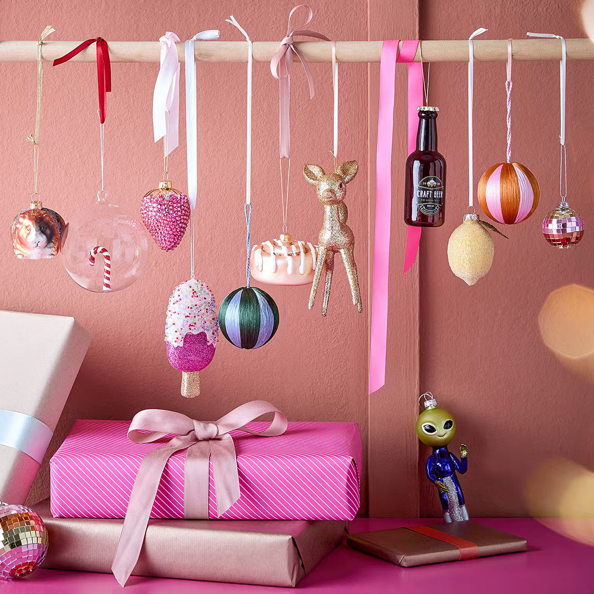 Weihnachtskugel HANG ON Candy Cane - Glas - Transparent