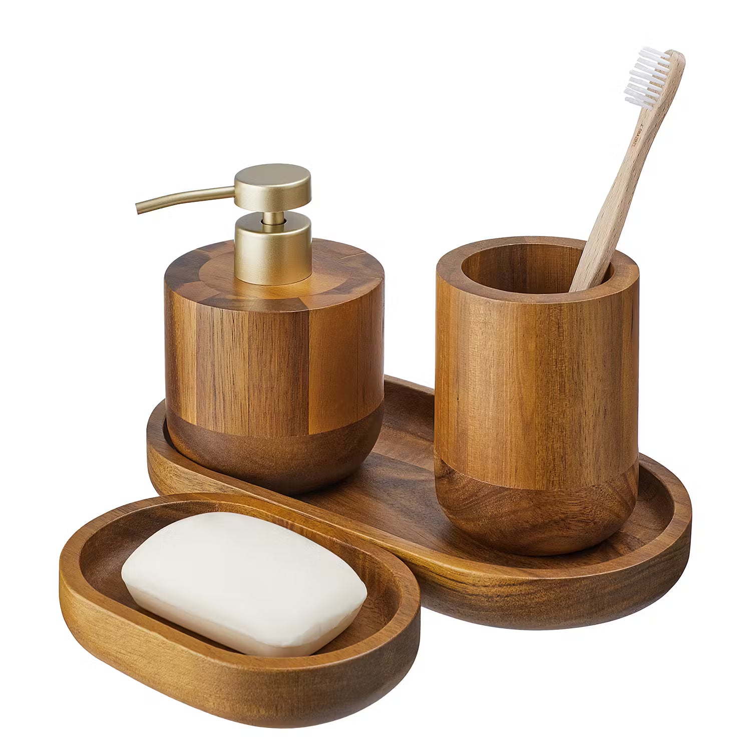 ACACIA Seifenspender - Akazienholz / Kunststoff / Edelstahl - Braun