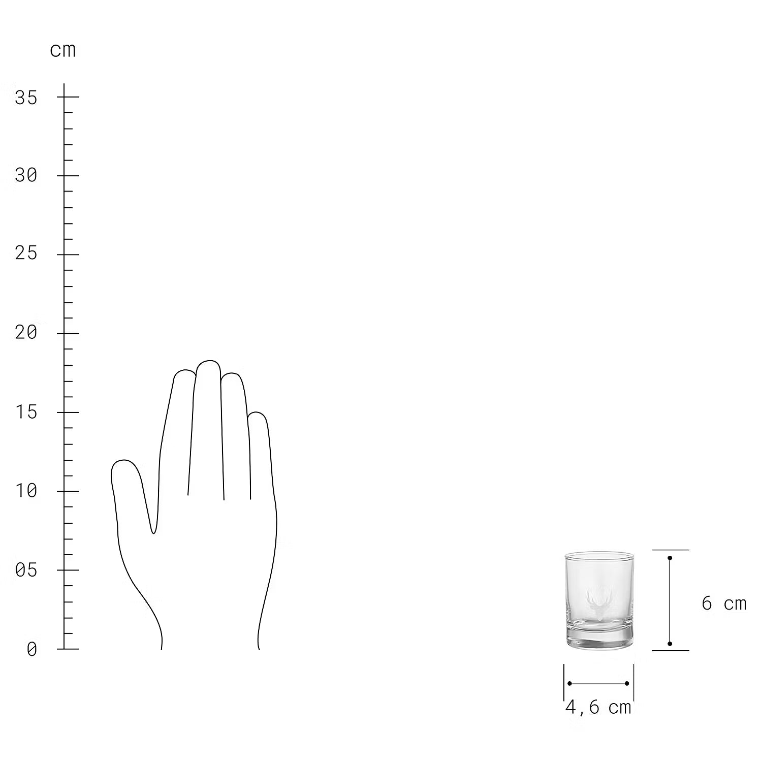 MOUNTAIN LOVE Shotglas Hirsch 6er-Set - Glas - Transparent