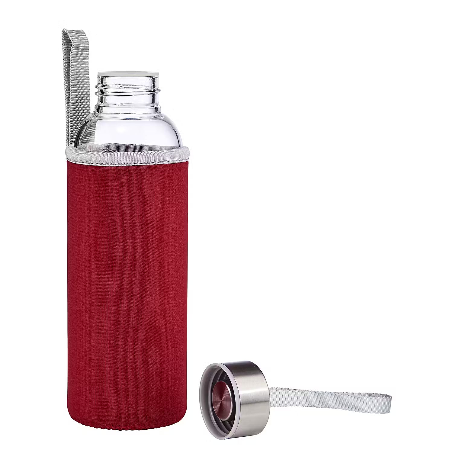 Trinkflasche SMOOTHIE 6er-Set - Borosilikatglas / Chloropren-Kautschuk / Kunststoff - Rot