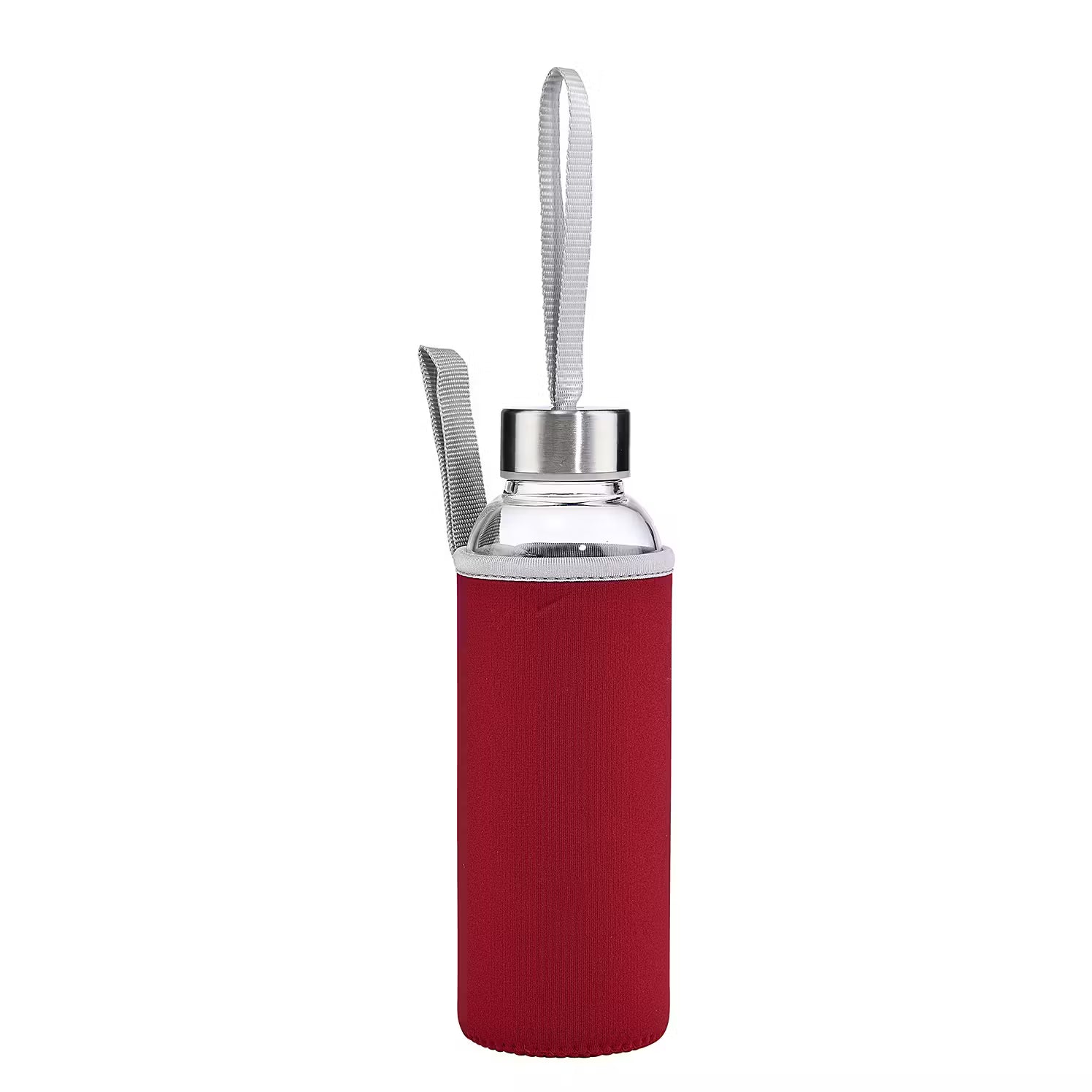 Trinkflasche SMOOTHIE 6er-Set - Borosilikatglas / Chloropren-Kautschuk / Kunststoff - Rot