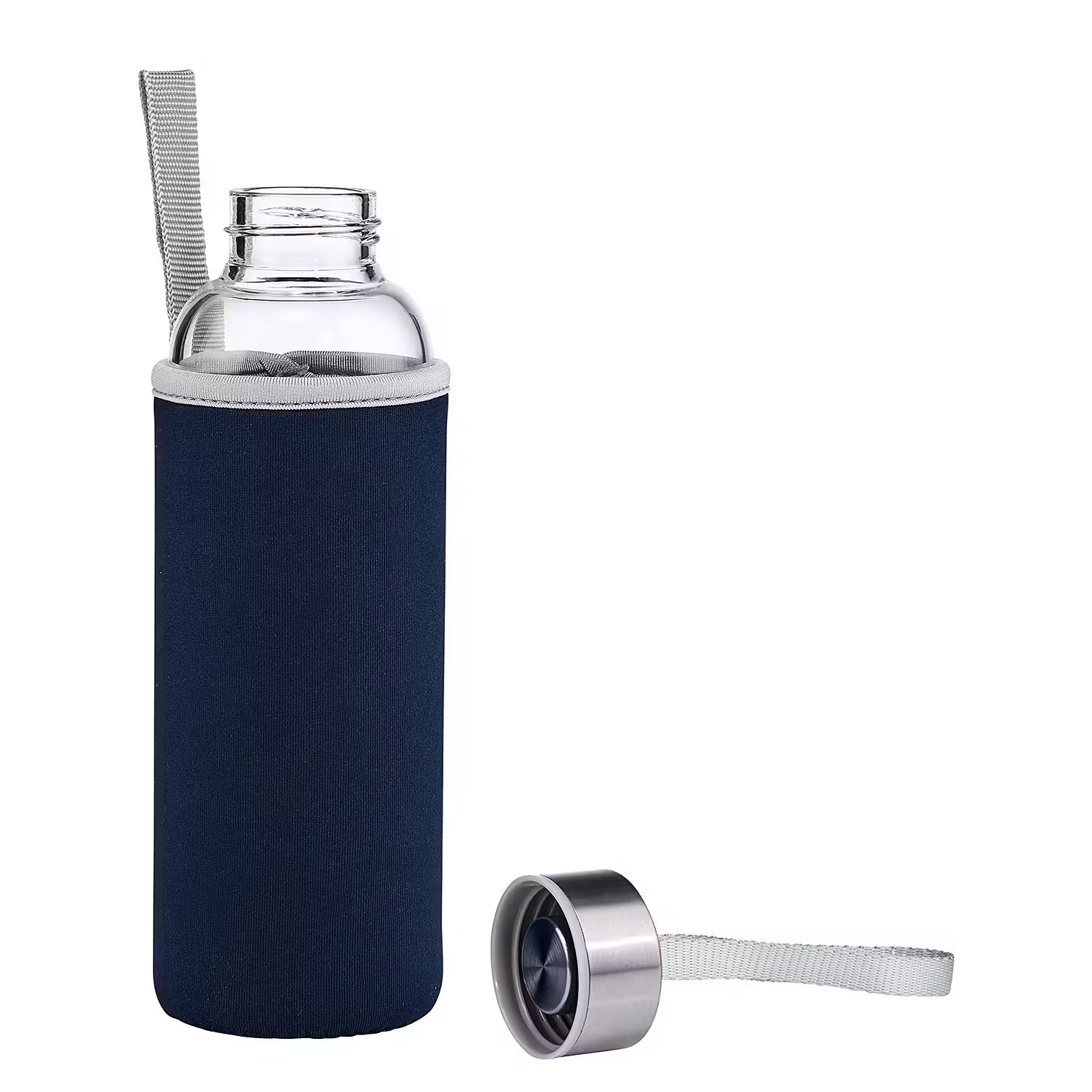 Trinkflasche SMOOTHIE 6er-Set - Borosilikatglas / Chloropren-Kautschuk / Kunststoff - Blau