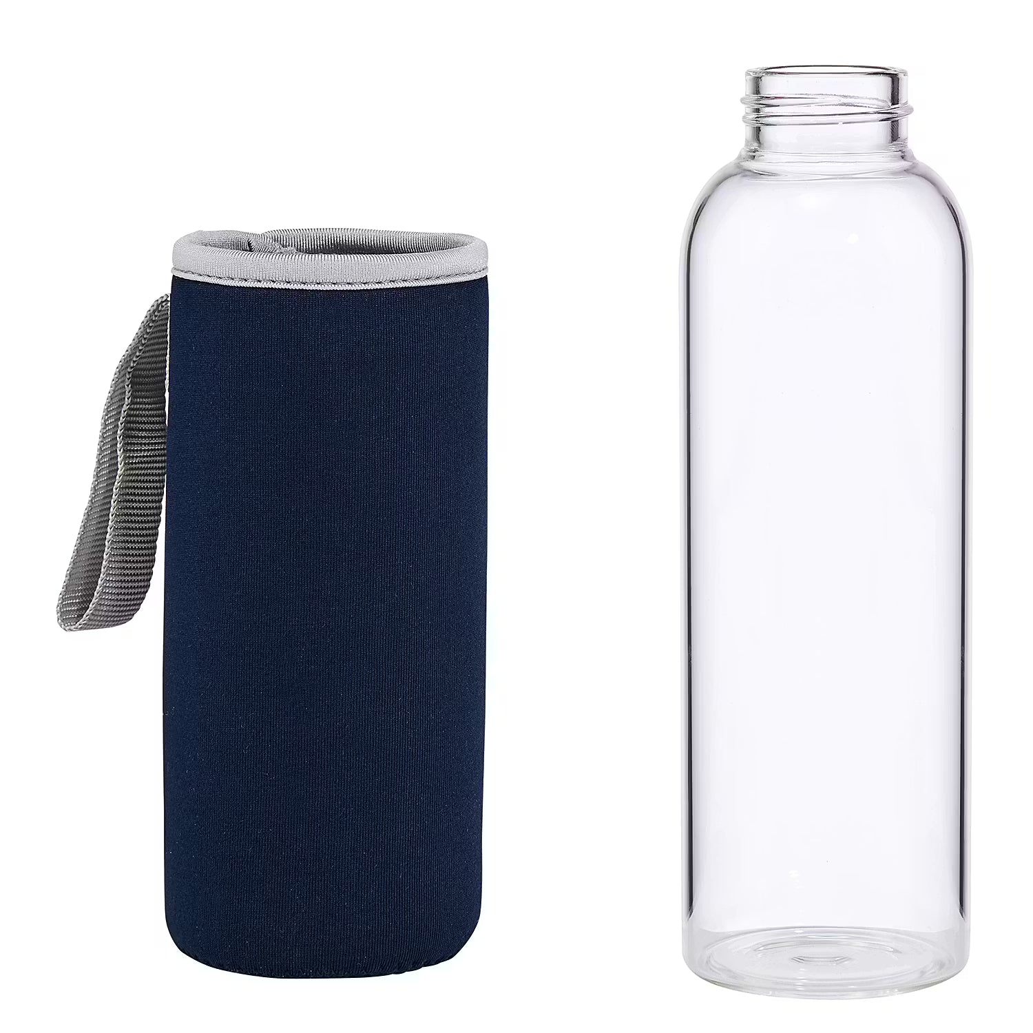 Trinkflasche SMOOTHIE 6er-Set - Borosilikatglas / Chloropren-Kautschuk / Kunststoff - Blau