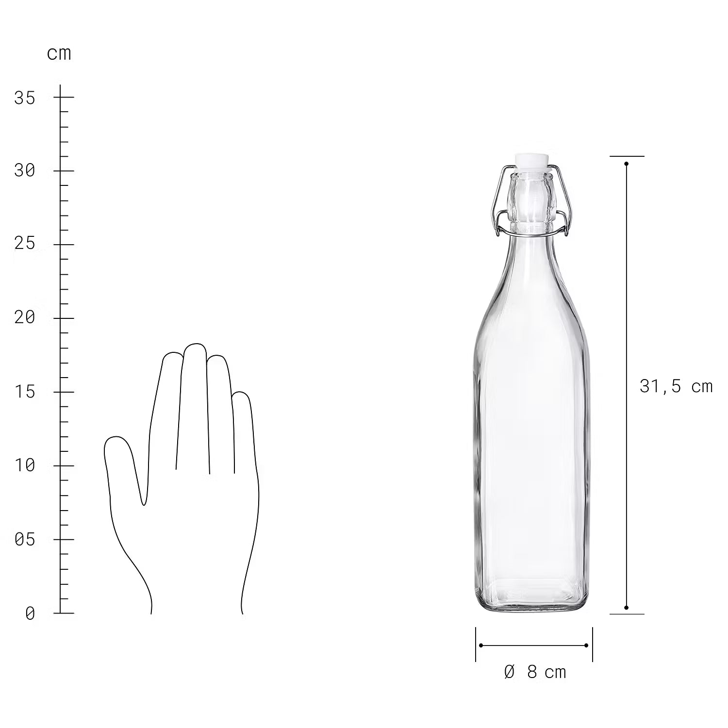 SWING Flasche 6er-Set - Glas / Edelstahl / Kunststoff - Transparent - Fassungsvermögen: 1 L
