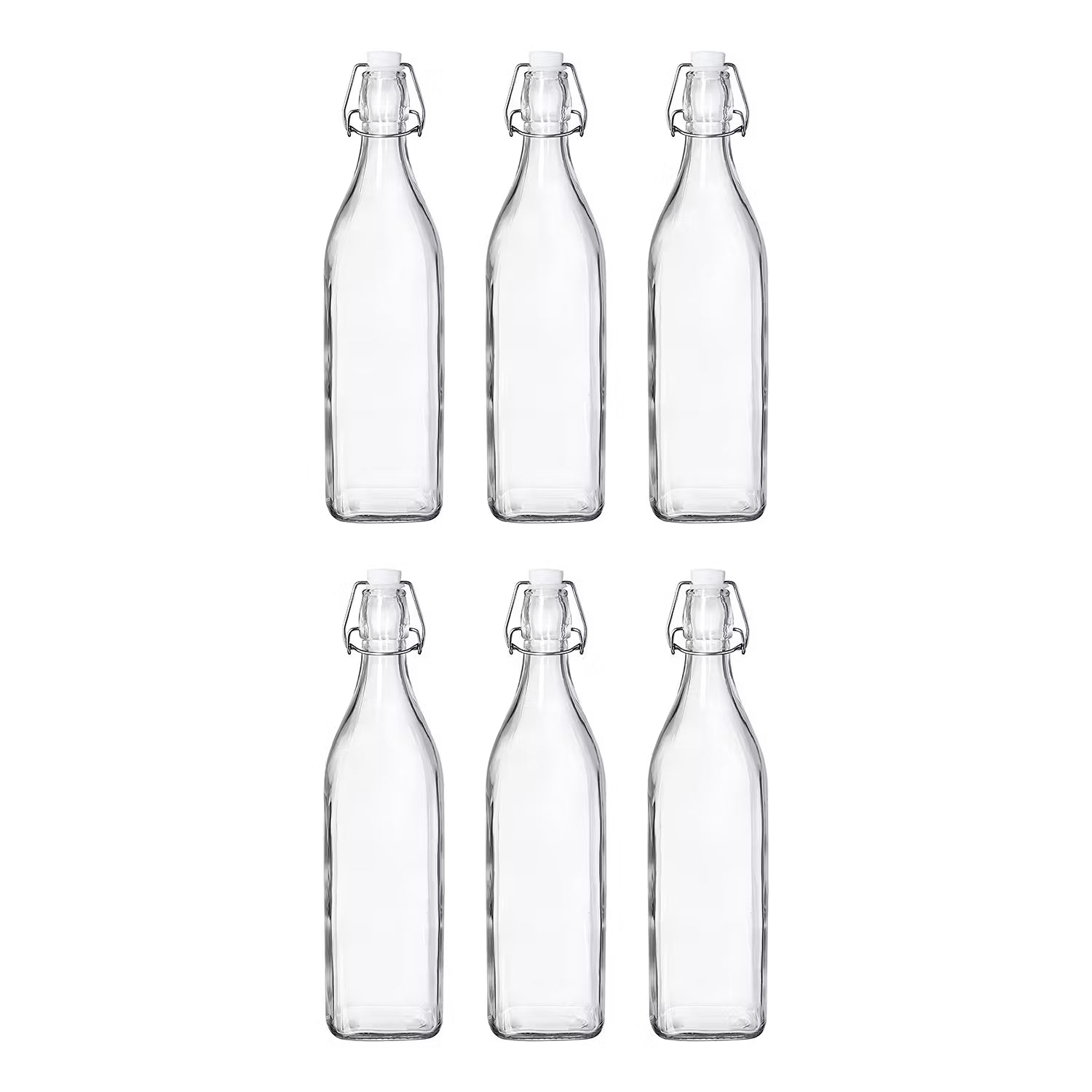 SWING Flasche 6er-Set - Glas / Edelstahl / Kunststoff - Transparent - Fassungsvermögen: 1 L