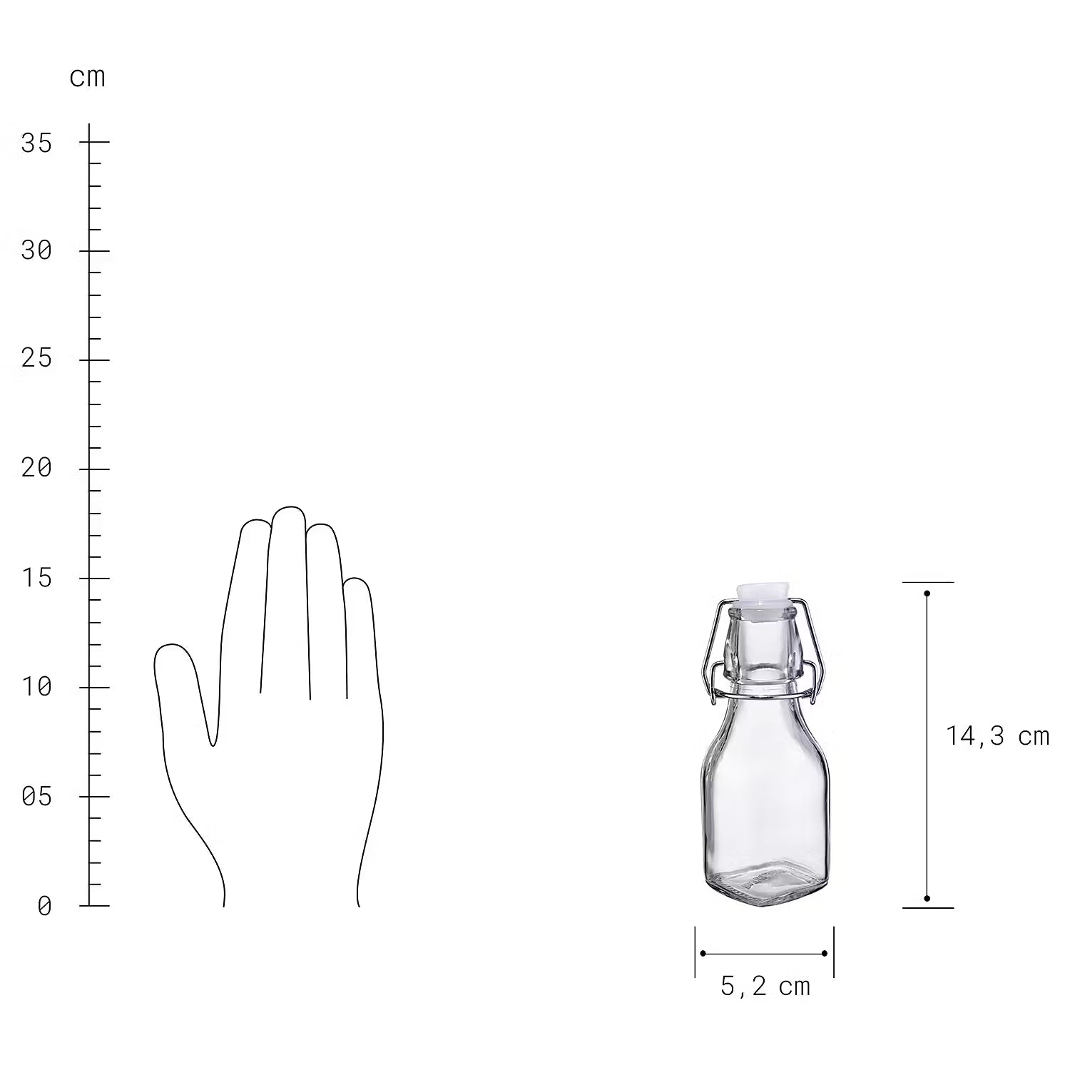 SWING Flasche 6er-Set - Glas / Edelstahl / Kunststoff - Transparent - Fassungsvermögen: 0.12 L