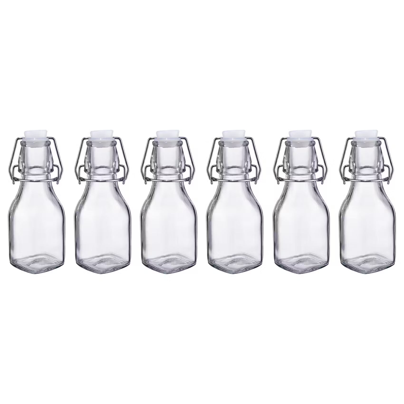SWING Flasche 6er-Set - Glas / Edelstahl / Kunststoff - Transparent - Fassungsvermögen: 0.12 L