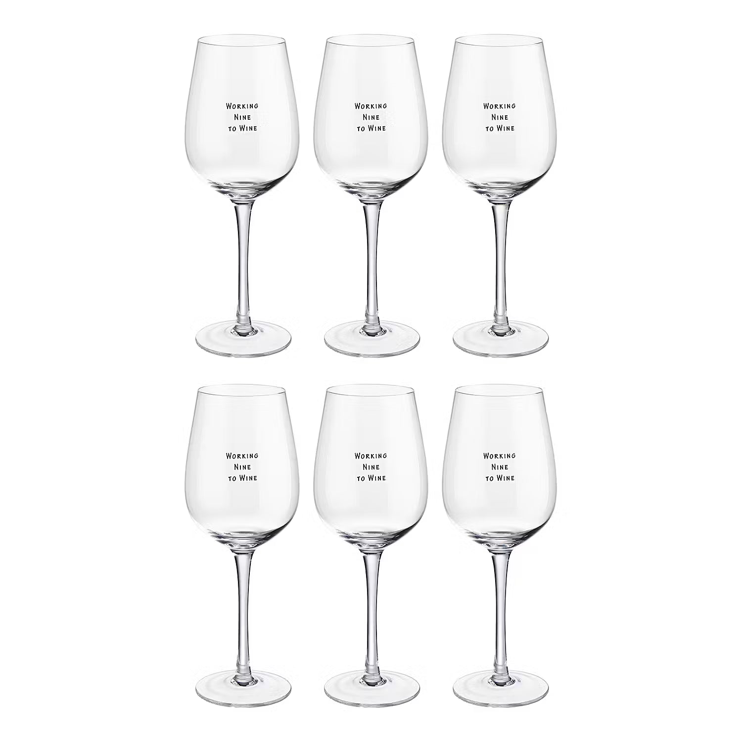 HAPPY HOUR Weinglas Nine to Wine 6er-Set - Glas - Transparent