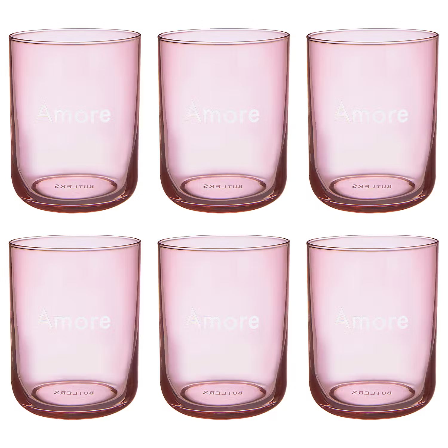 COLORATA Trinkglas Amore 6er-Set - Glas - Rosa