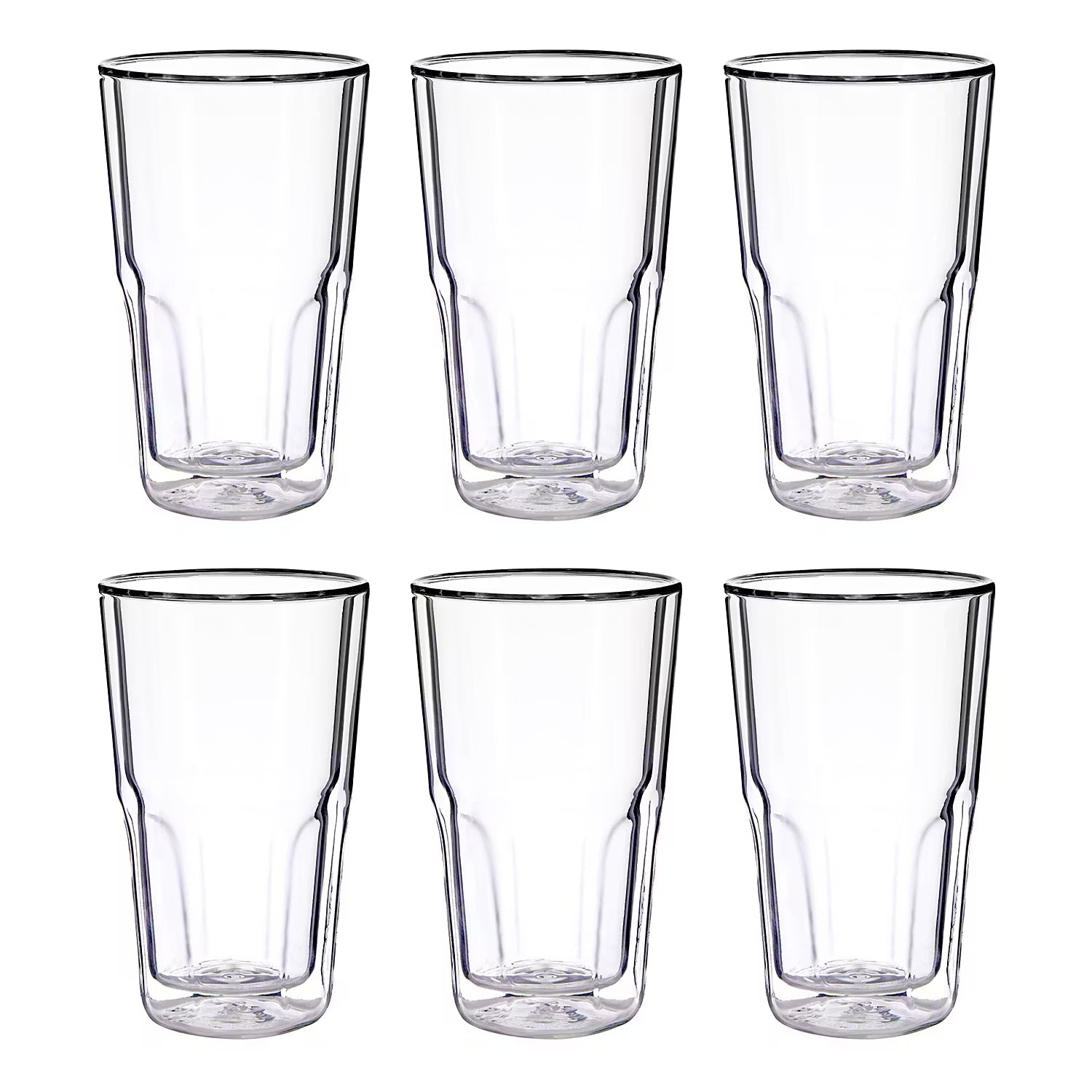 HOT & COLD Trinkglas doppelwandig 6er-Set - Borosilikatglas - Transparent - Fassungsvermögen: 0.35 L