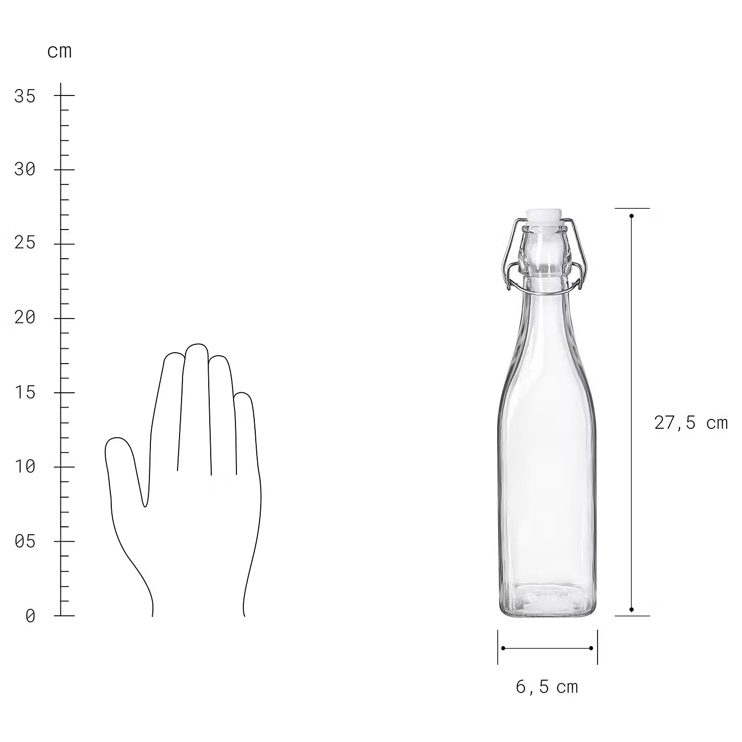 SWING Flasche 6er-Set - Glas / Edelstahl / Kunststoff - Transparent - Fassungsvermögen: 0.5 L