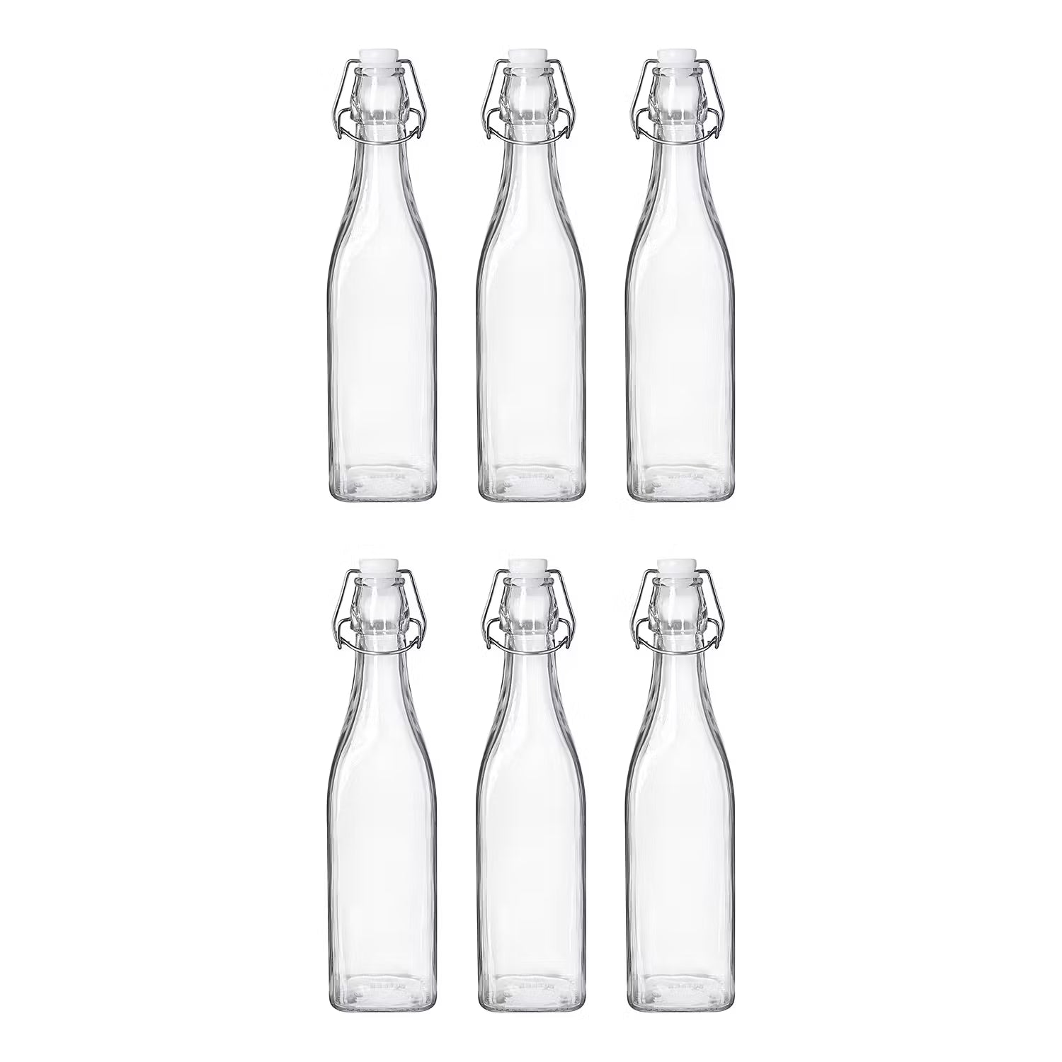 SWING Flasche 6er-Set - Glas / Edelstahl / Kunststoff - Transparent - Fassungsvermögen: 0.5 L