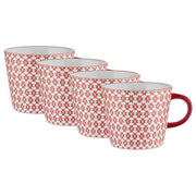ORNAMENTS Tasse 4er-Set - Porzellan - Rot/Orange