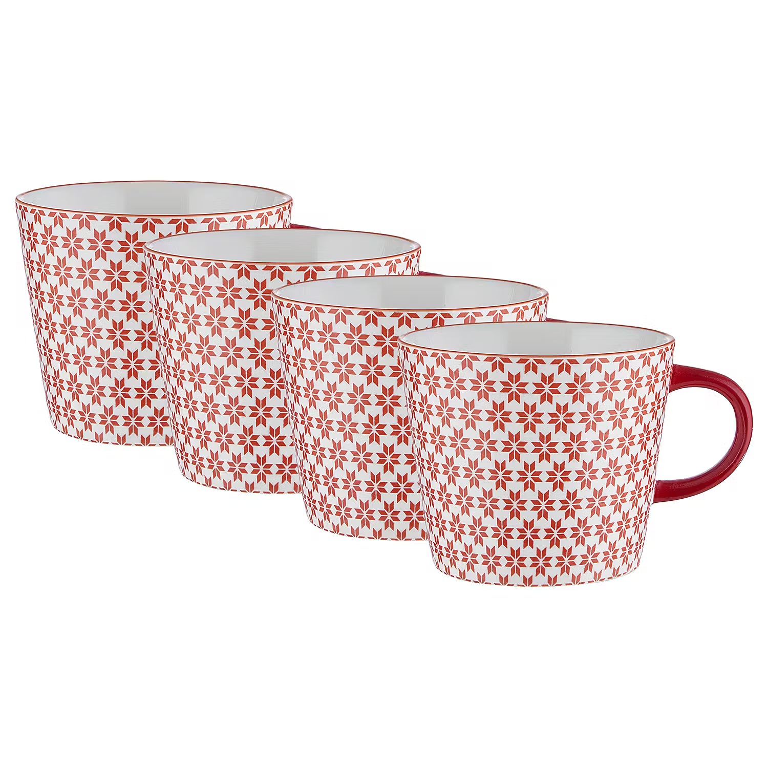 ORNAMENTS Tasse 4er-Set - Porzellan - Rot/Orange