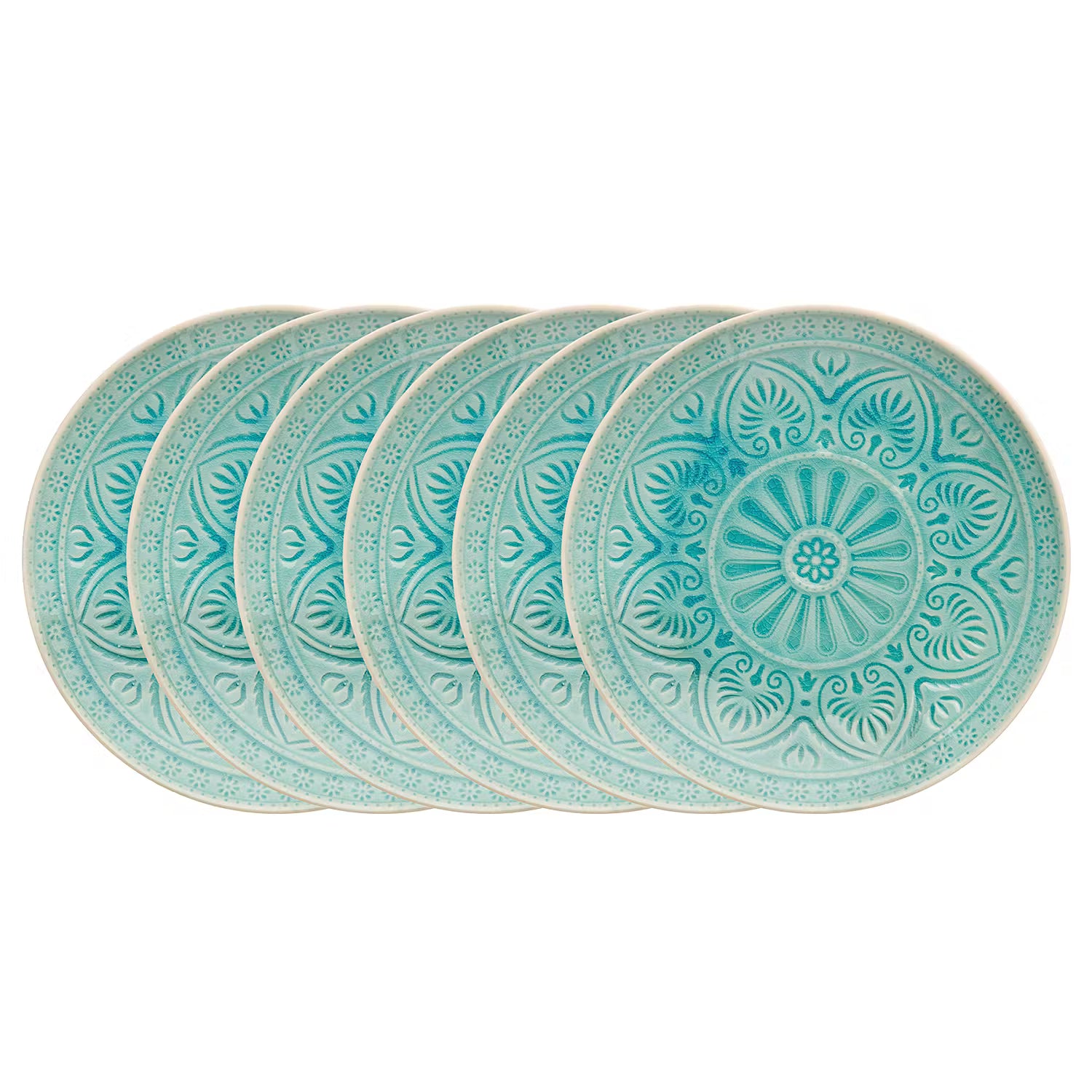SUMATRA Essteller 6er-Set - Steinzeug - Türkis