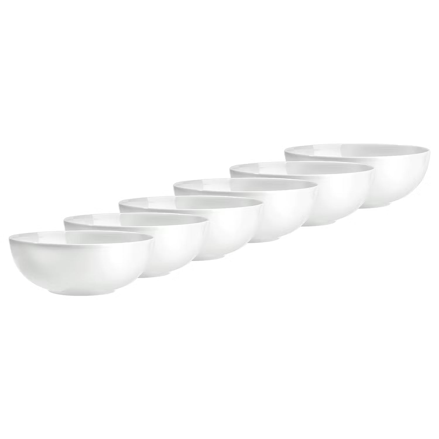 PURO Salatschale 6er-Set - Qualitätsporzellan - Weiß - Fassungsvermögen: 2.9 L