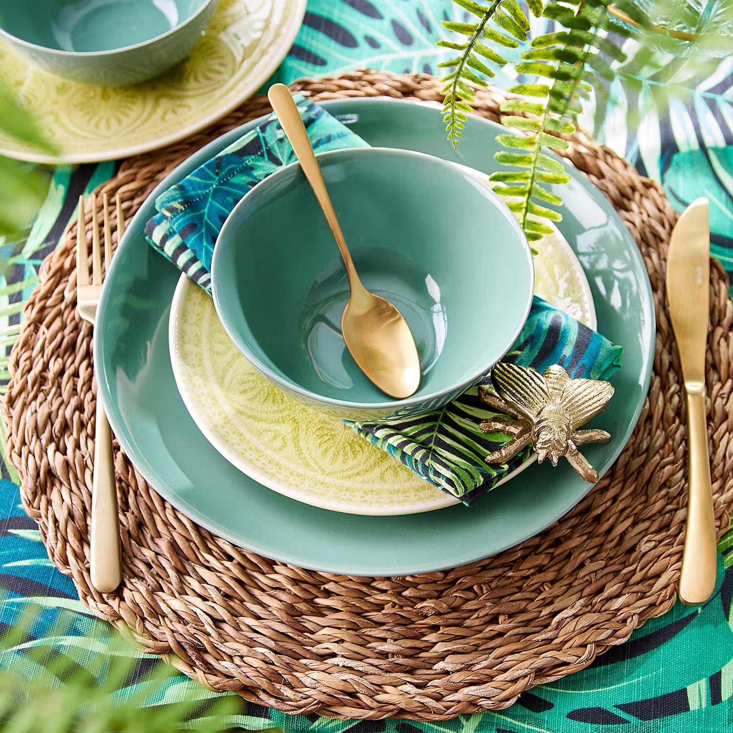 SUMATRA Essteller 6er-Set - Steinzeug - Hellgrün