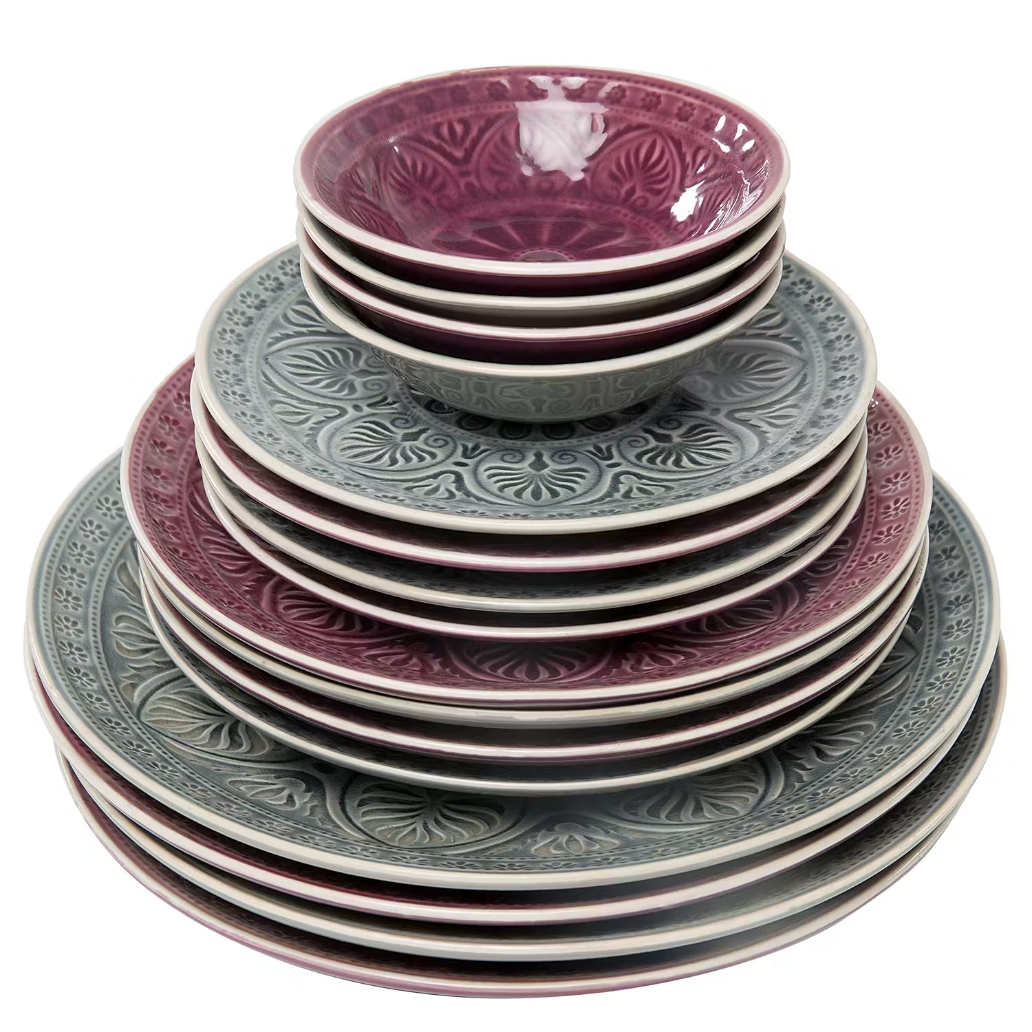 SUMATRA Teller 6er-Set - Steinzeug - Grau