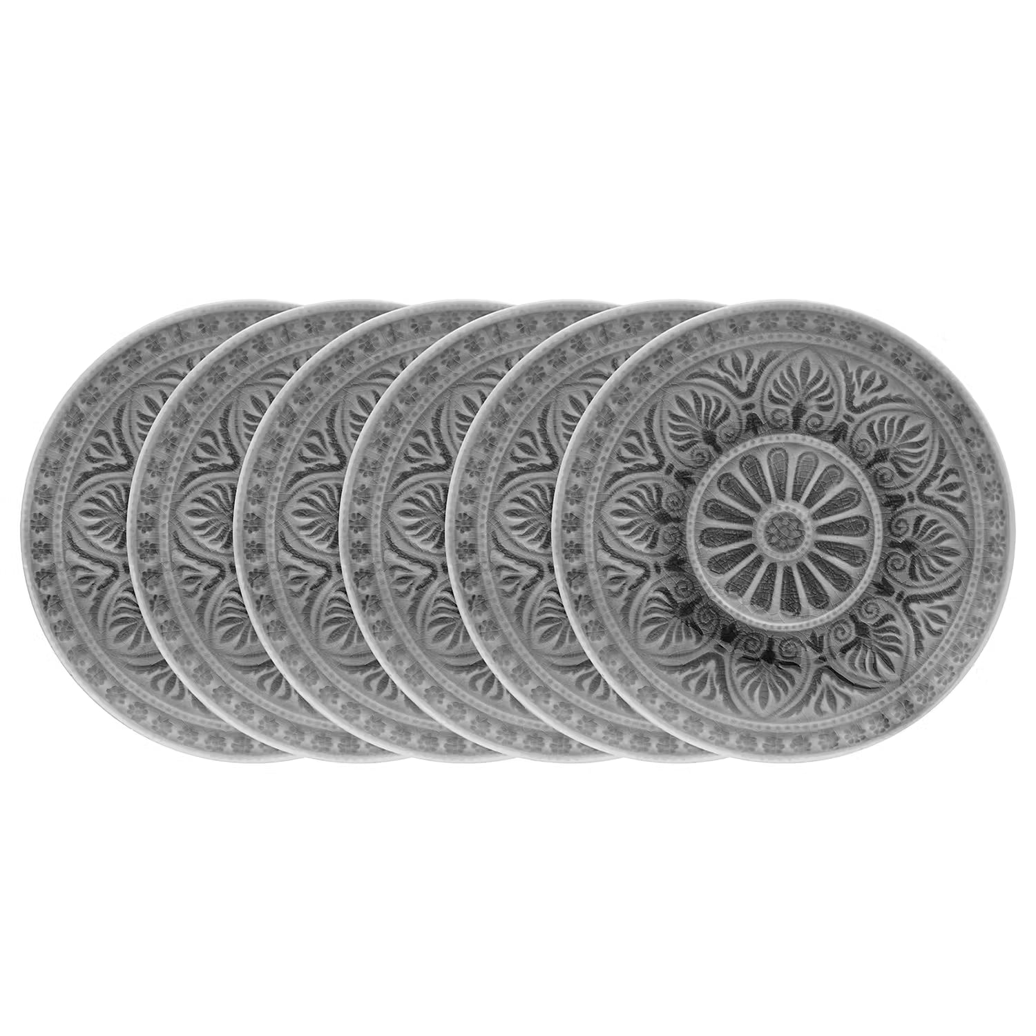 SUMATRA Teller 6er-Set - Steinzeug - Grau
