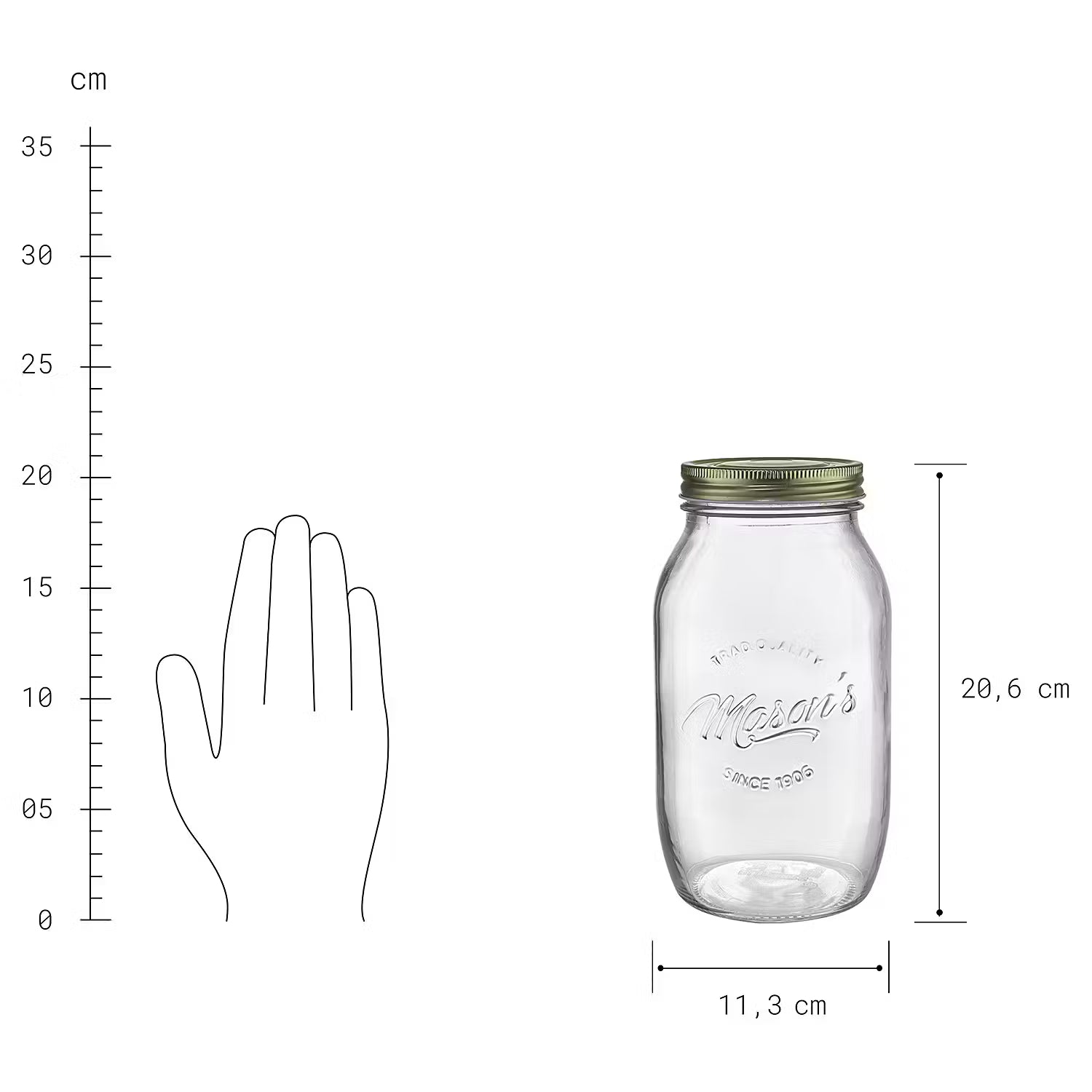 MASON'S Aufbewahrungsglas 6er-Set - Glas / Blech - Transparent - Fassungsvermögen: 1.5 L