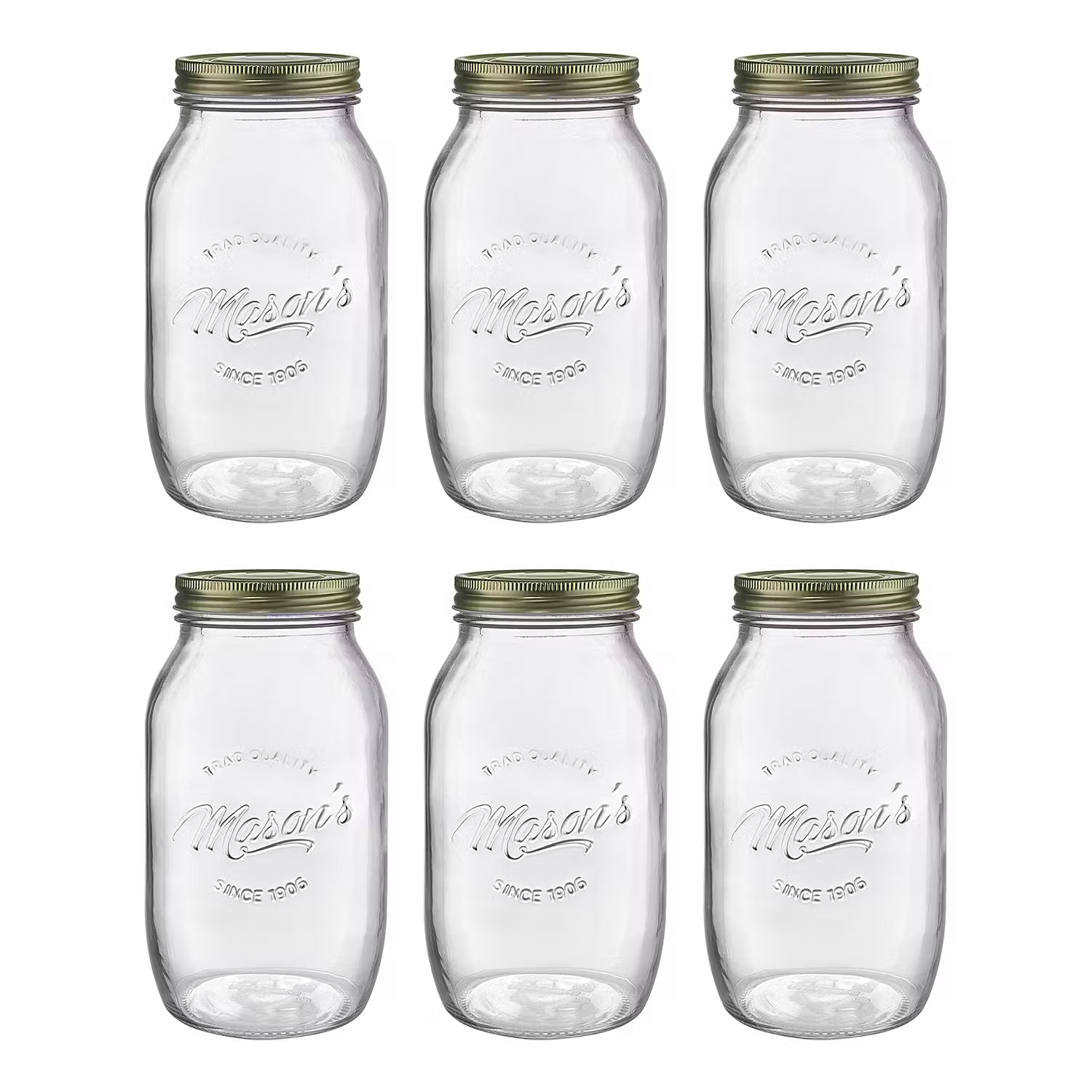MASON'S Aufbewahrungsglas 6er-Set - Glas / Blech - Transparent - Fassungsvermögen: 1.5 L