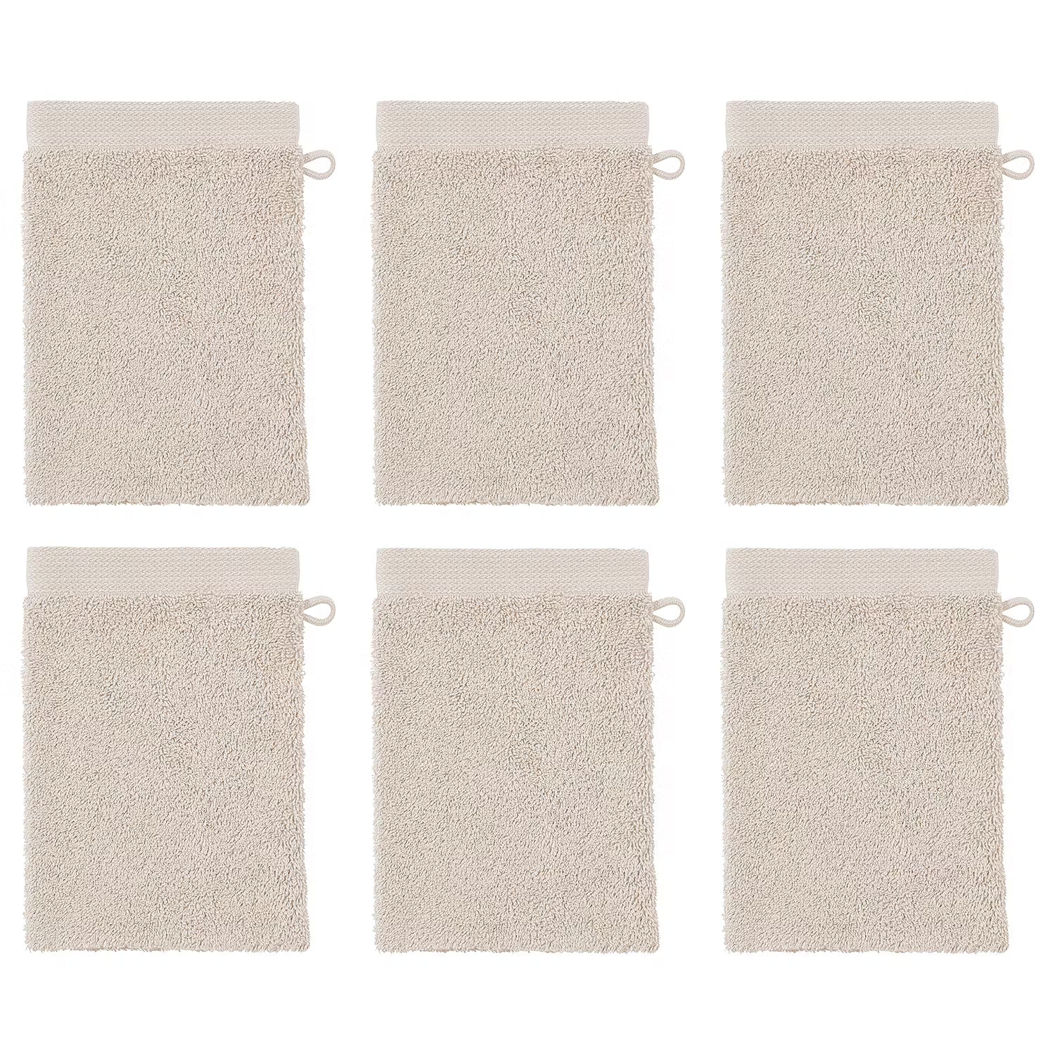 FABULOUS Waschhandschuh 6er-Set - Baumwolle - Beige