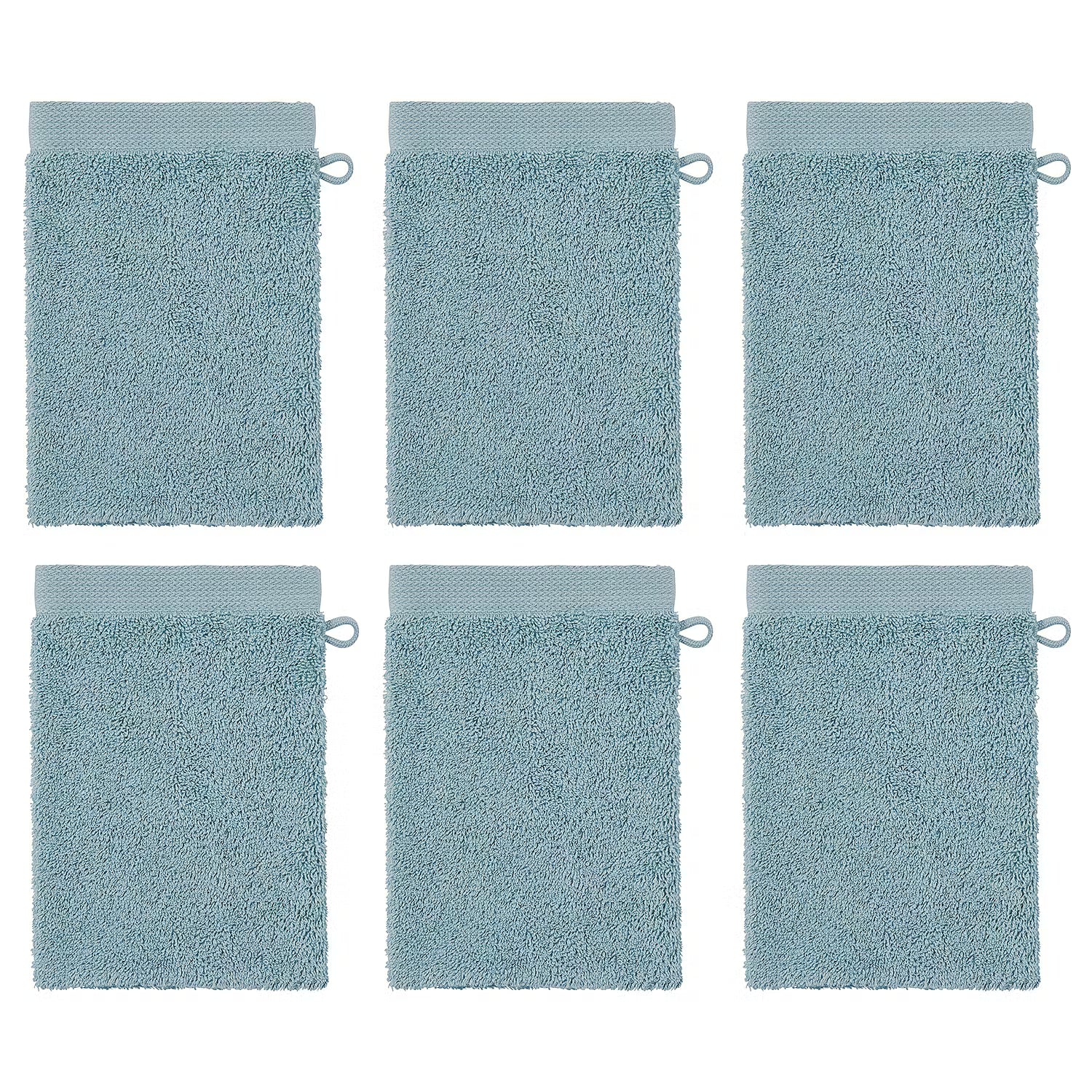 FABULOUS Waschhandschuh 6er-Set - Baumwolle - Hellblau