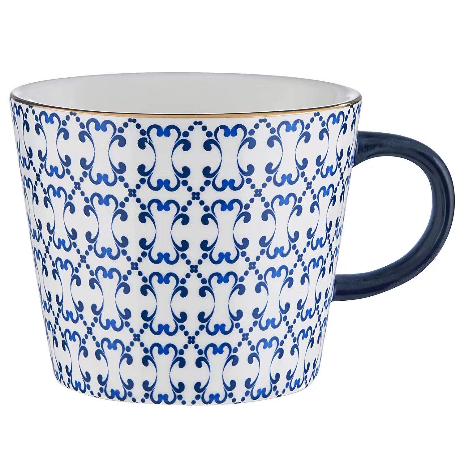 ORNAMENTS Tasse 4er-Set - Porzellan - Dunkelblau/Gold