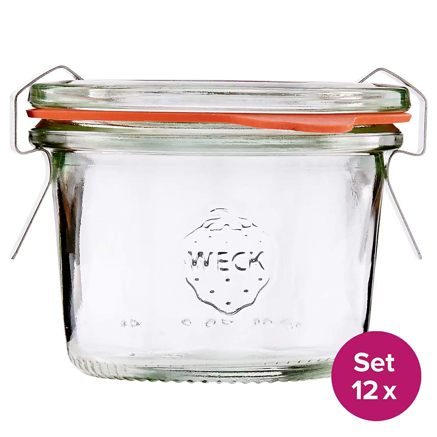 WECK Einmachglas 12er-Set - Glas / Edelstahl / Gummi - Transparent