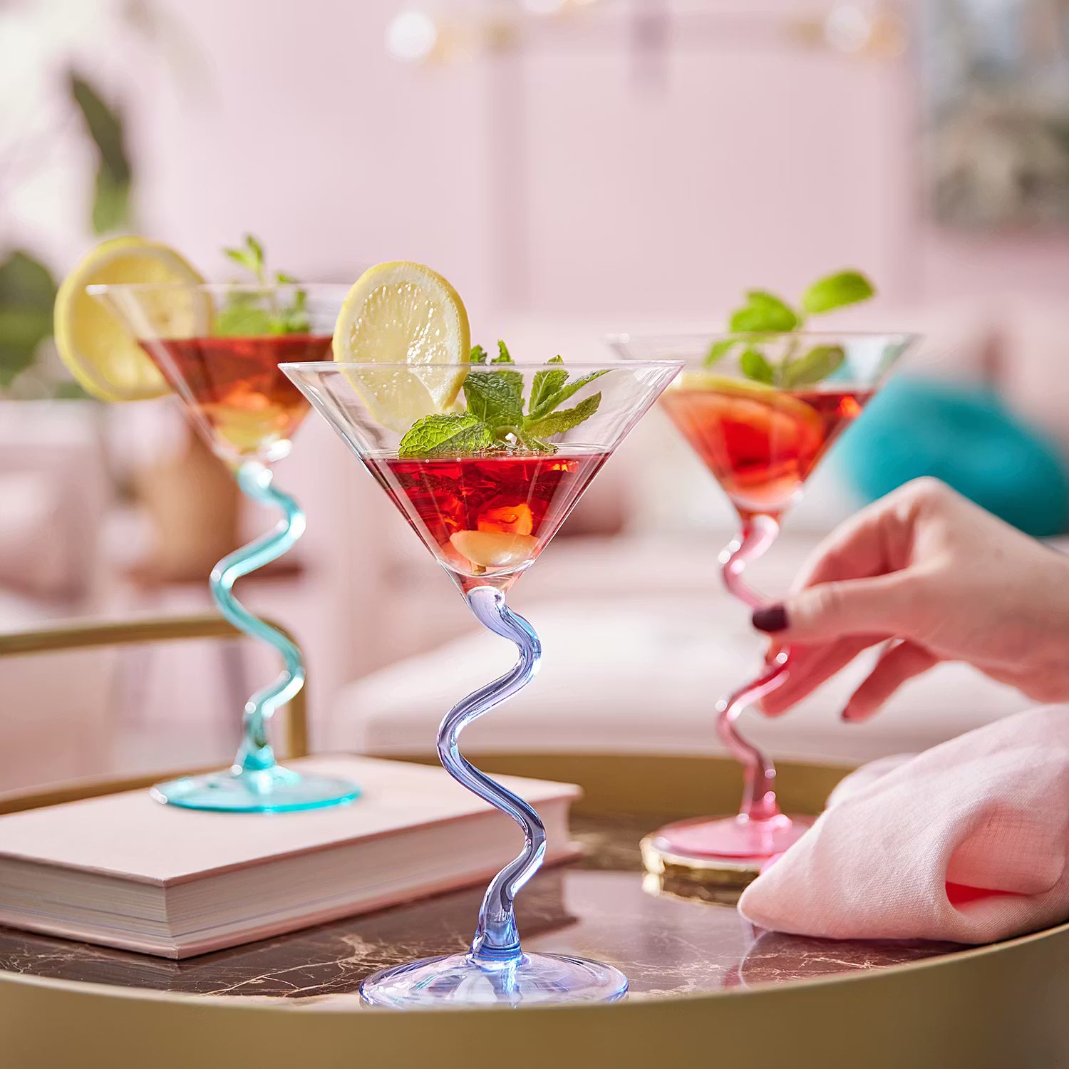 CANTARE Martiniglas 4er-Set - Glas - Pink