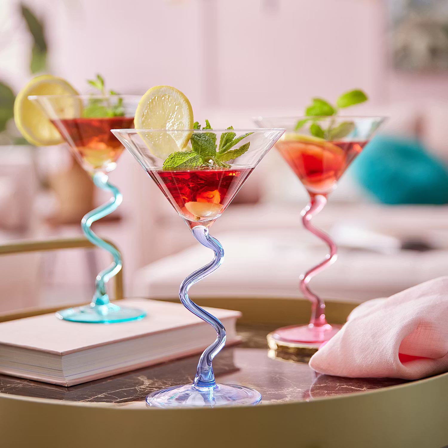 CANTARE Martiniglas 4er-Set - Glas - Türkis
