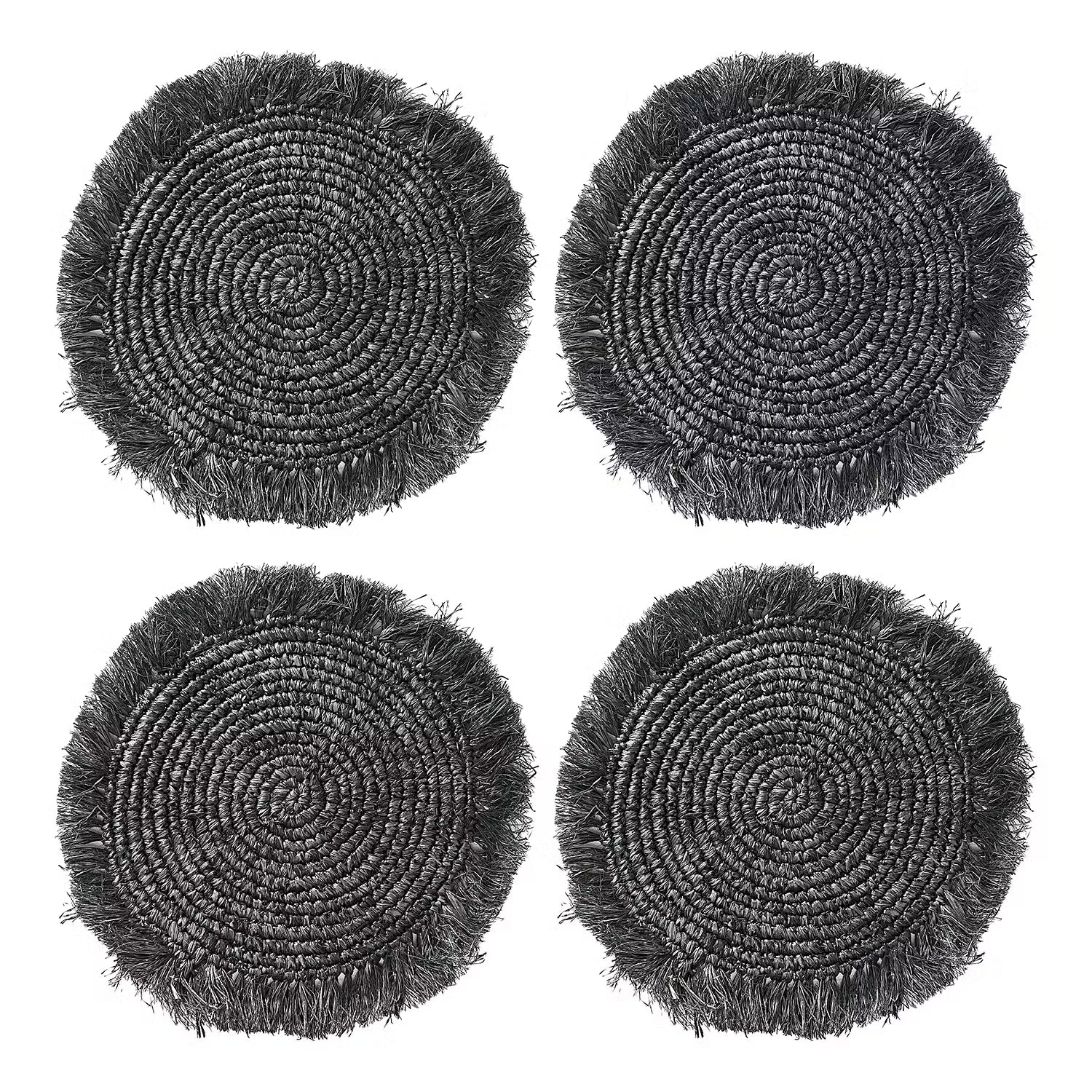 RAFFIA Platzset 4er-Set - Raffia - Schwarz