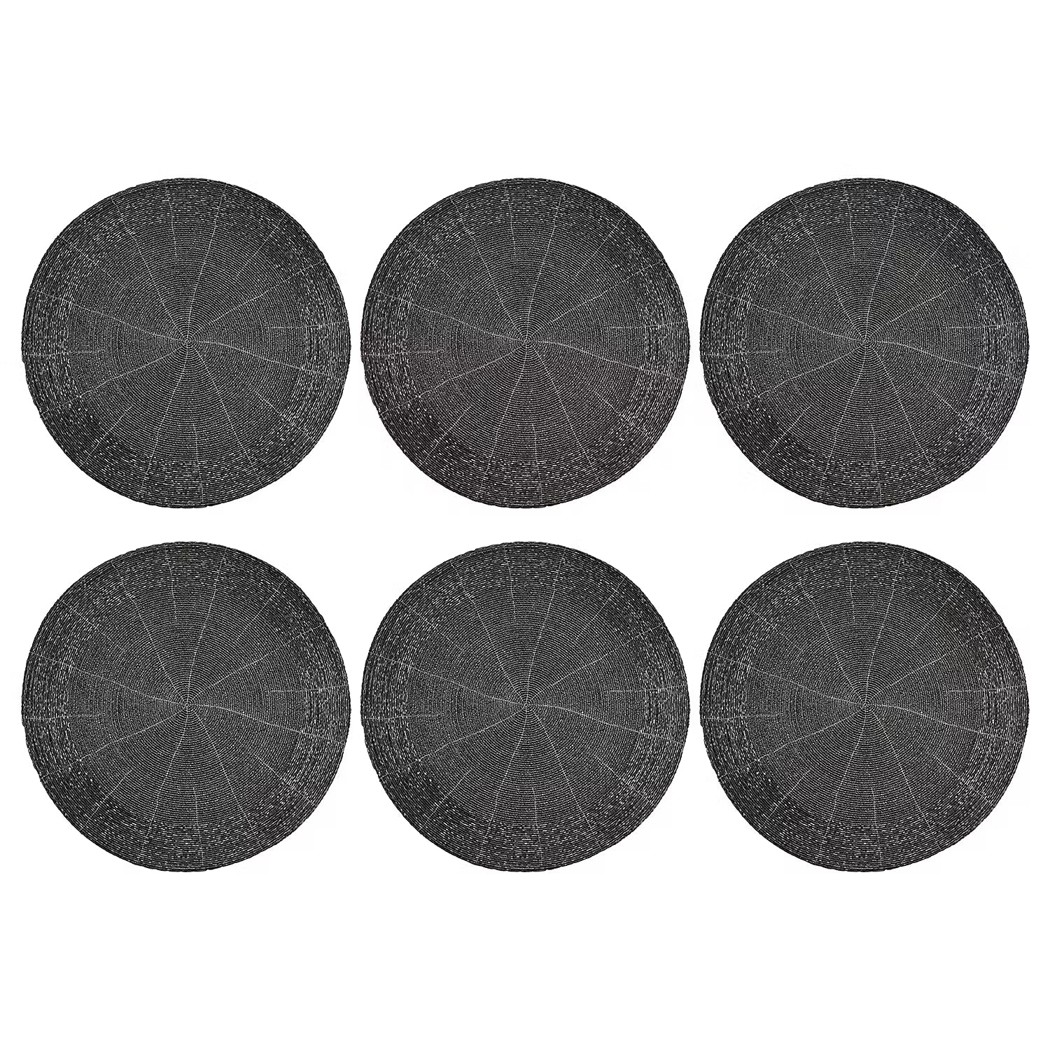 SHINE ON Platzset 6er-Set - Glasperlen / Metalldraht / Polyester - Schwarz