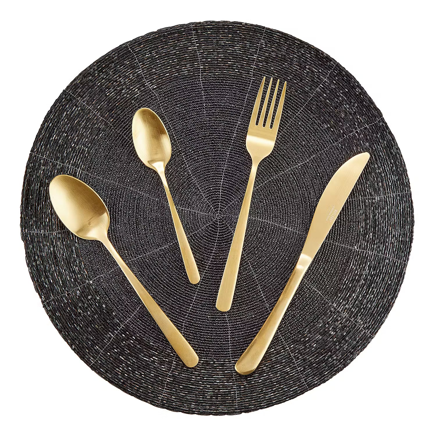 SHINE ON Platzset 6er-Set - Glasperlen / Metalldraht / Polyester - Schwarz