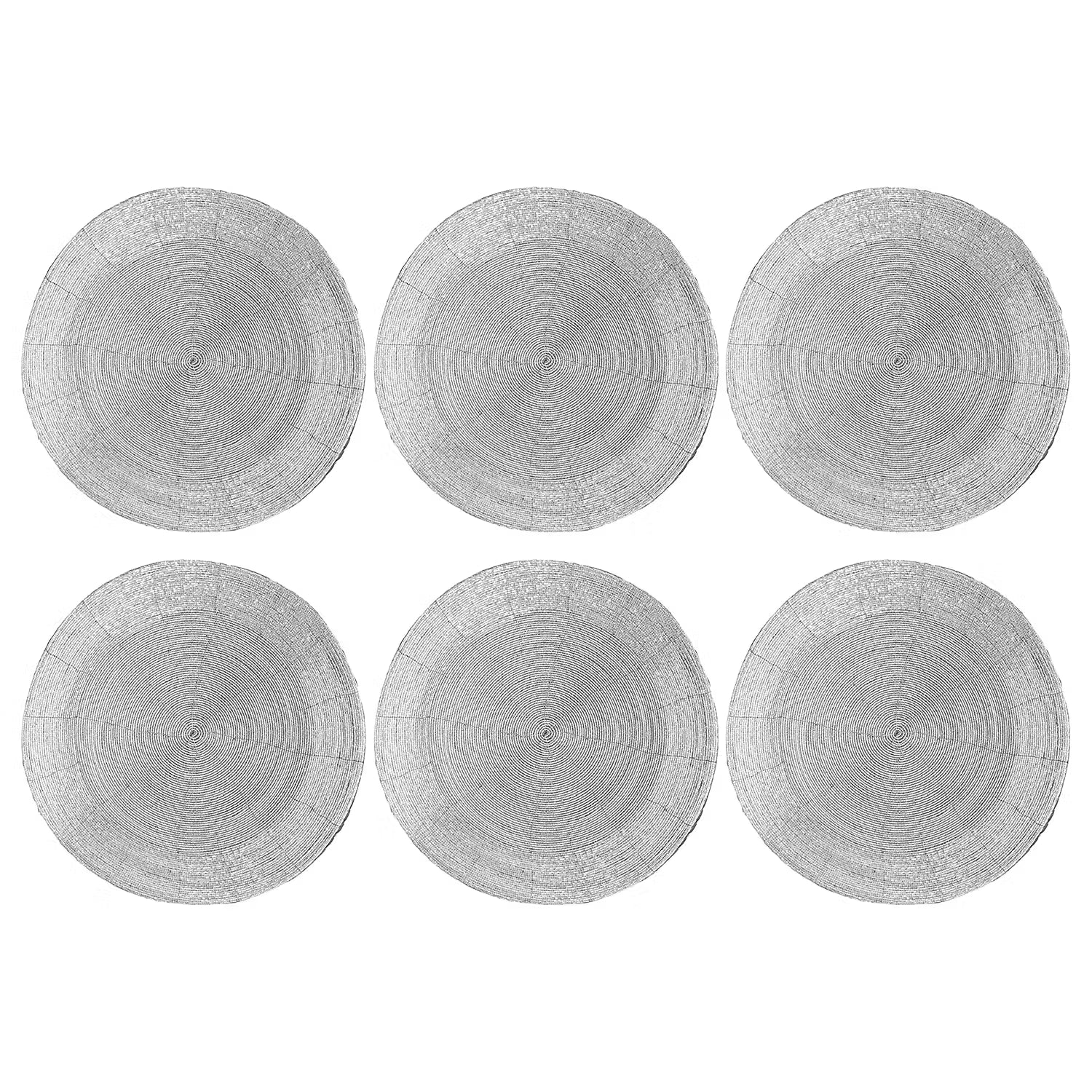 SHINE ON Platzset 6er-Set - Glasperlen / Metalldraht / Polyester - Silber