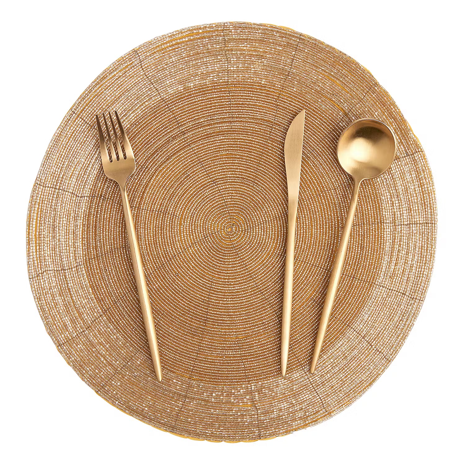 SHINE ON Platzset 6er-Set - Glasperlen / Metalldraht / Polyester - Gold