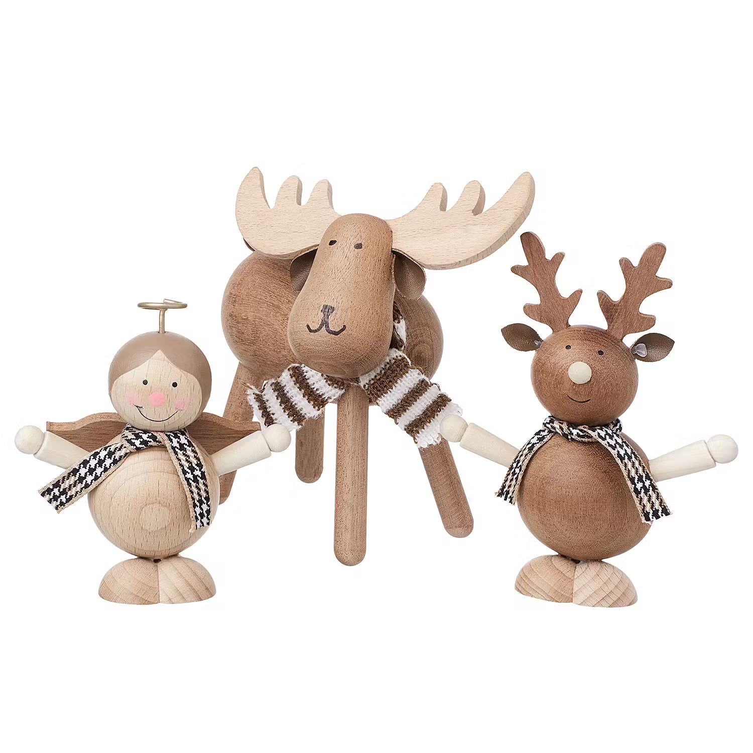 WOODY FOREST Deko-Elch mit Schal - Sapelliholz - Braun