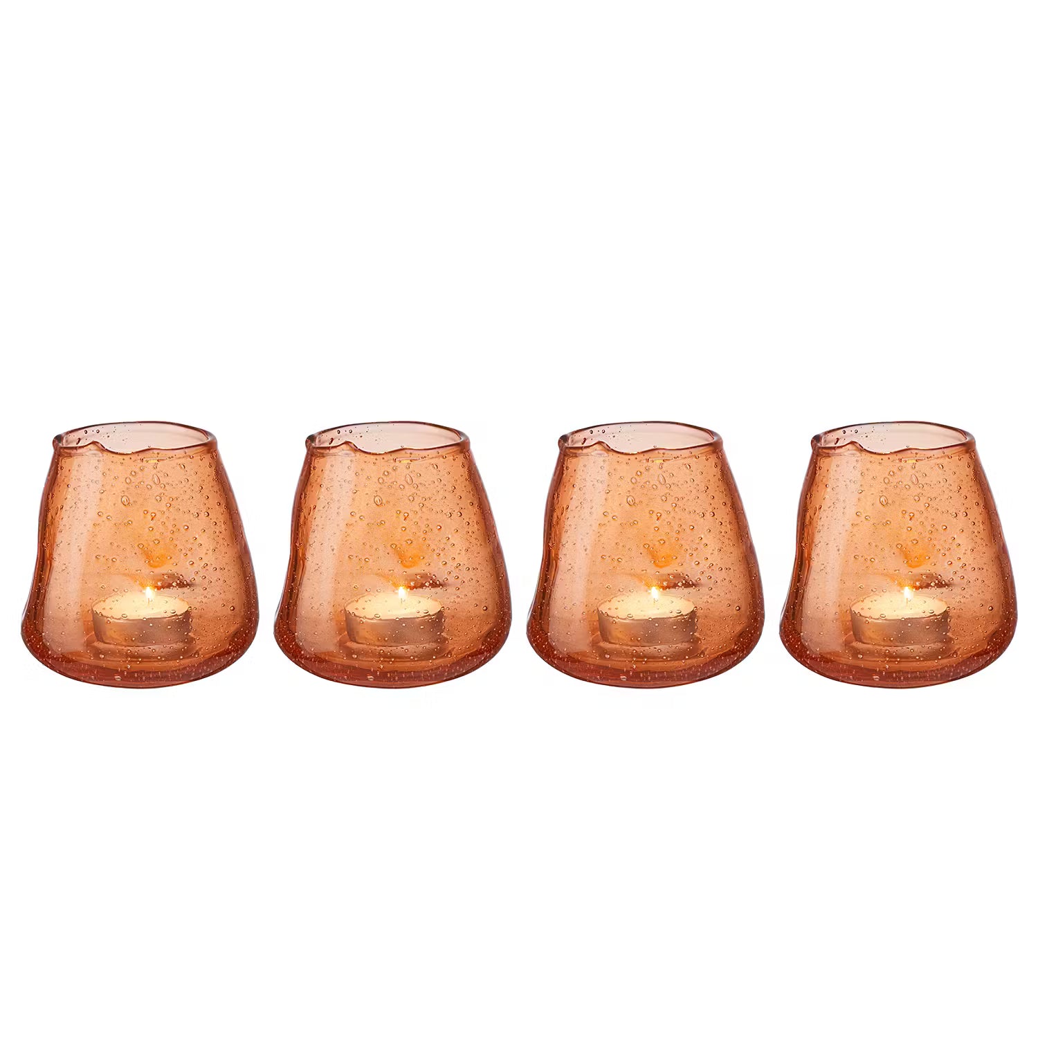 FALL IN LOVE Teelichthalter 4er-Set - Glas - Orange