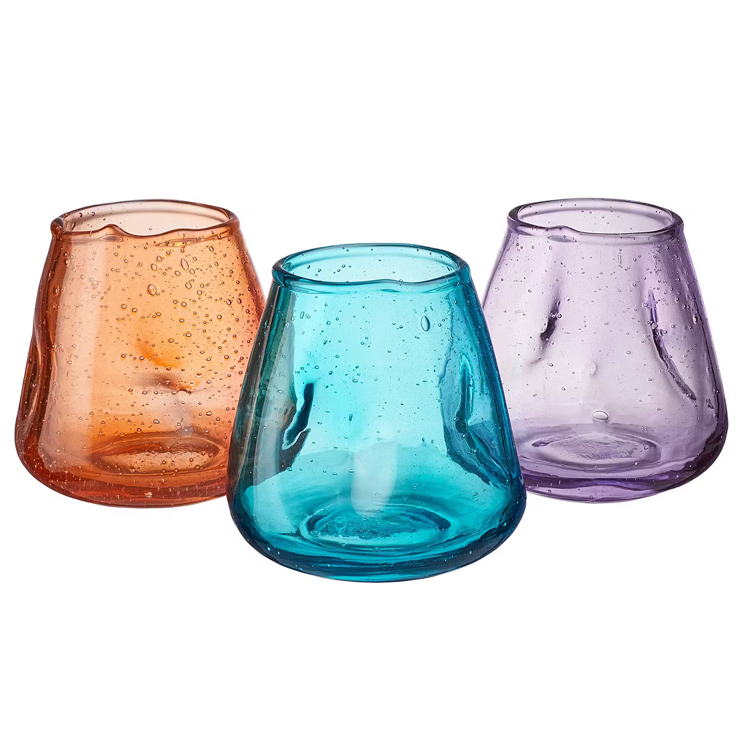 FALL IN LOVE Teelichthalter 4er-Set - Glas - Orange