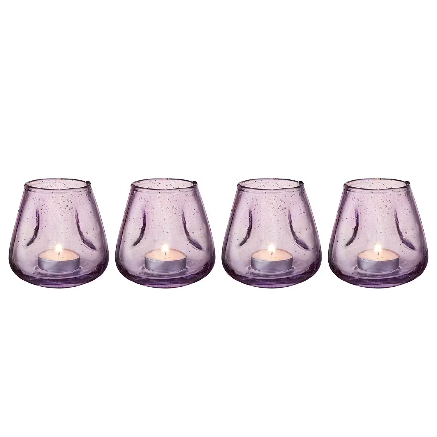 FALL IN LOVE Teelichthalter 4er-Set - Glas - Violett