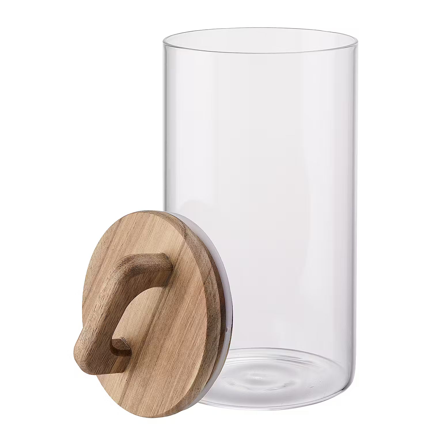 STORAGE Vorratsglas 6er-Set - Borosilikatglas / Akazienholz / Silikon - Transparent - Fassungsvermögen: 1.25 L
